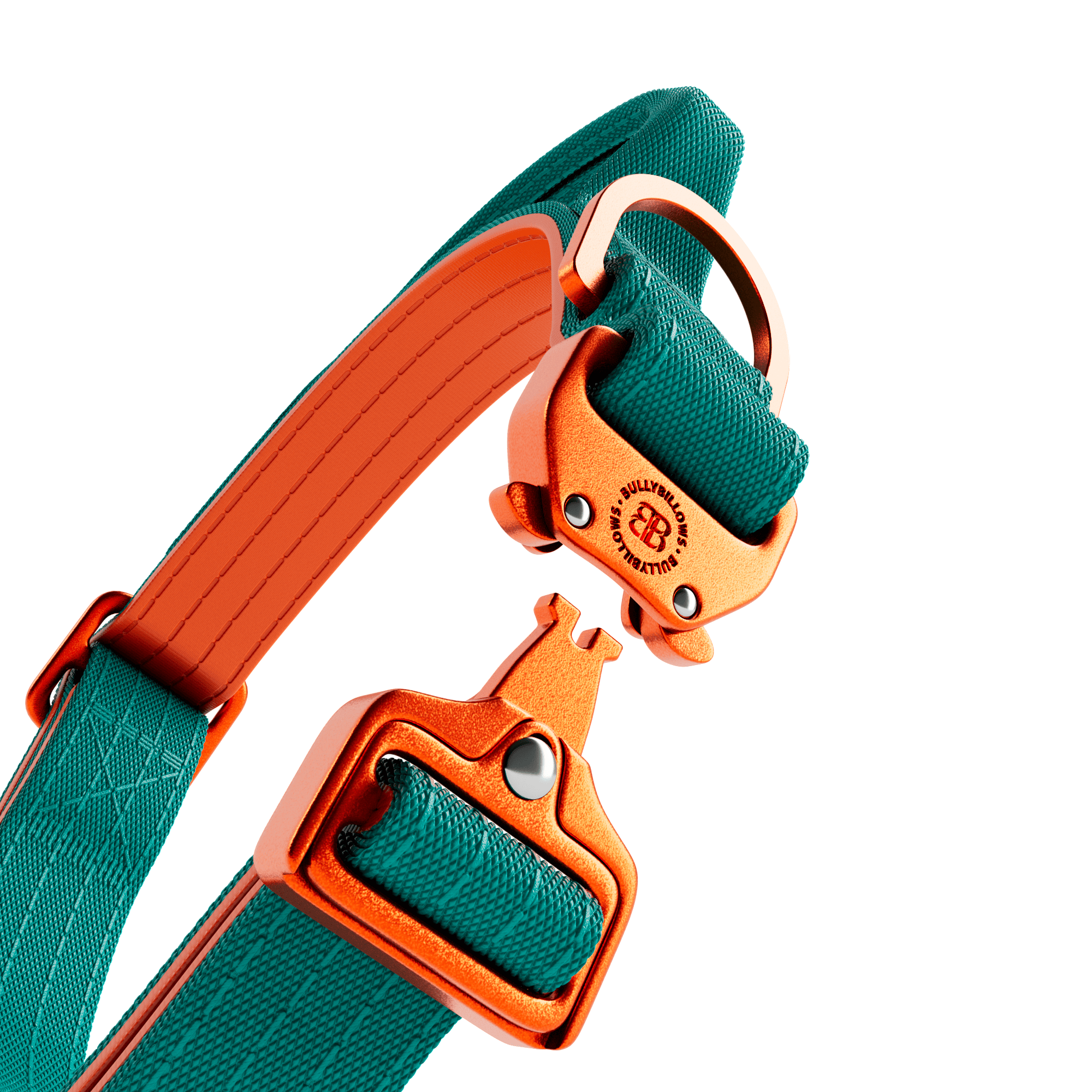 2.5cm Lighter Combat® Collar | Handle & Rated Clip - Turquoise x Orange