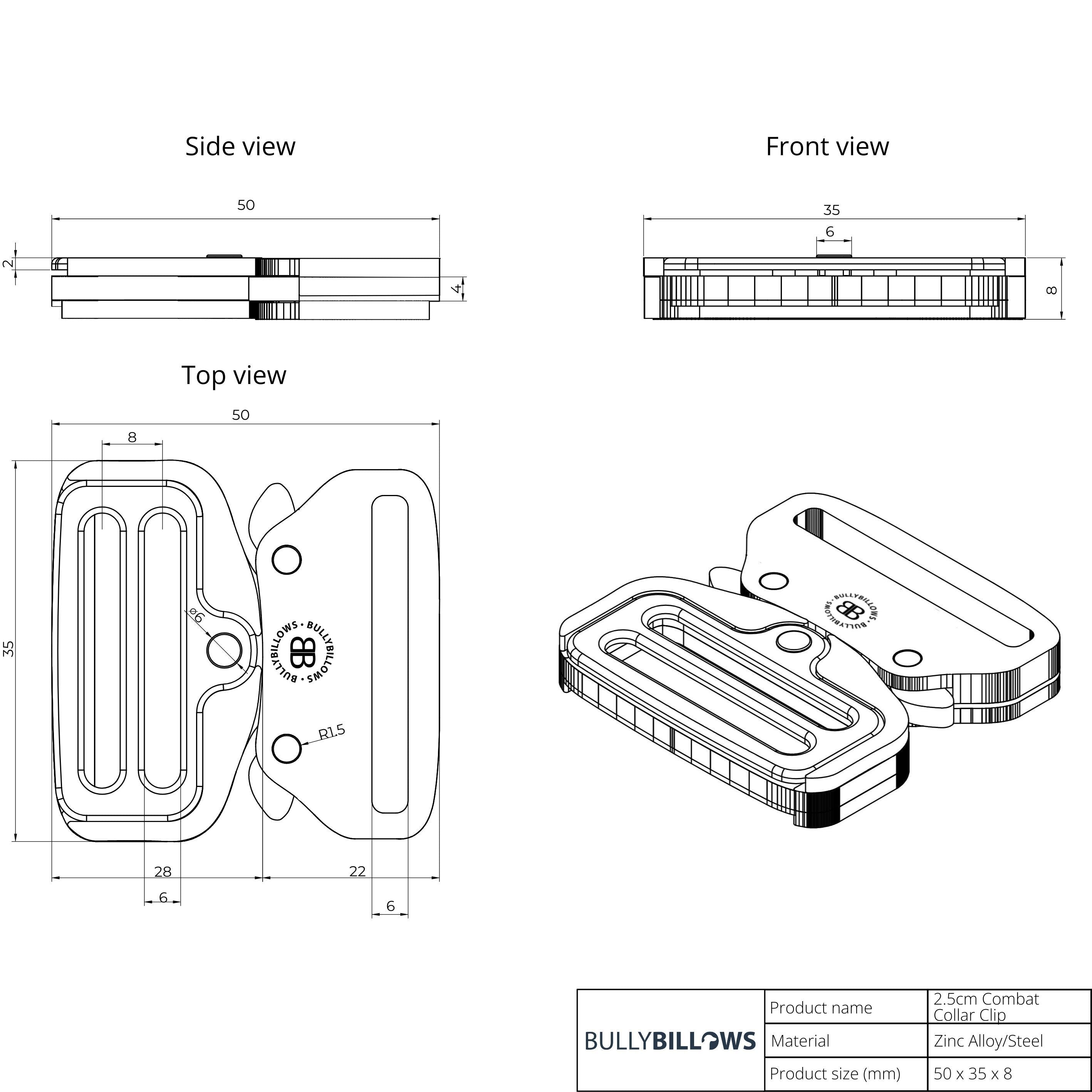 2.5cm Combat® Collar | With Handle & Rated Clip - Khaki