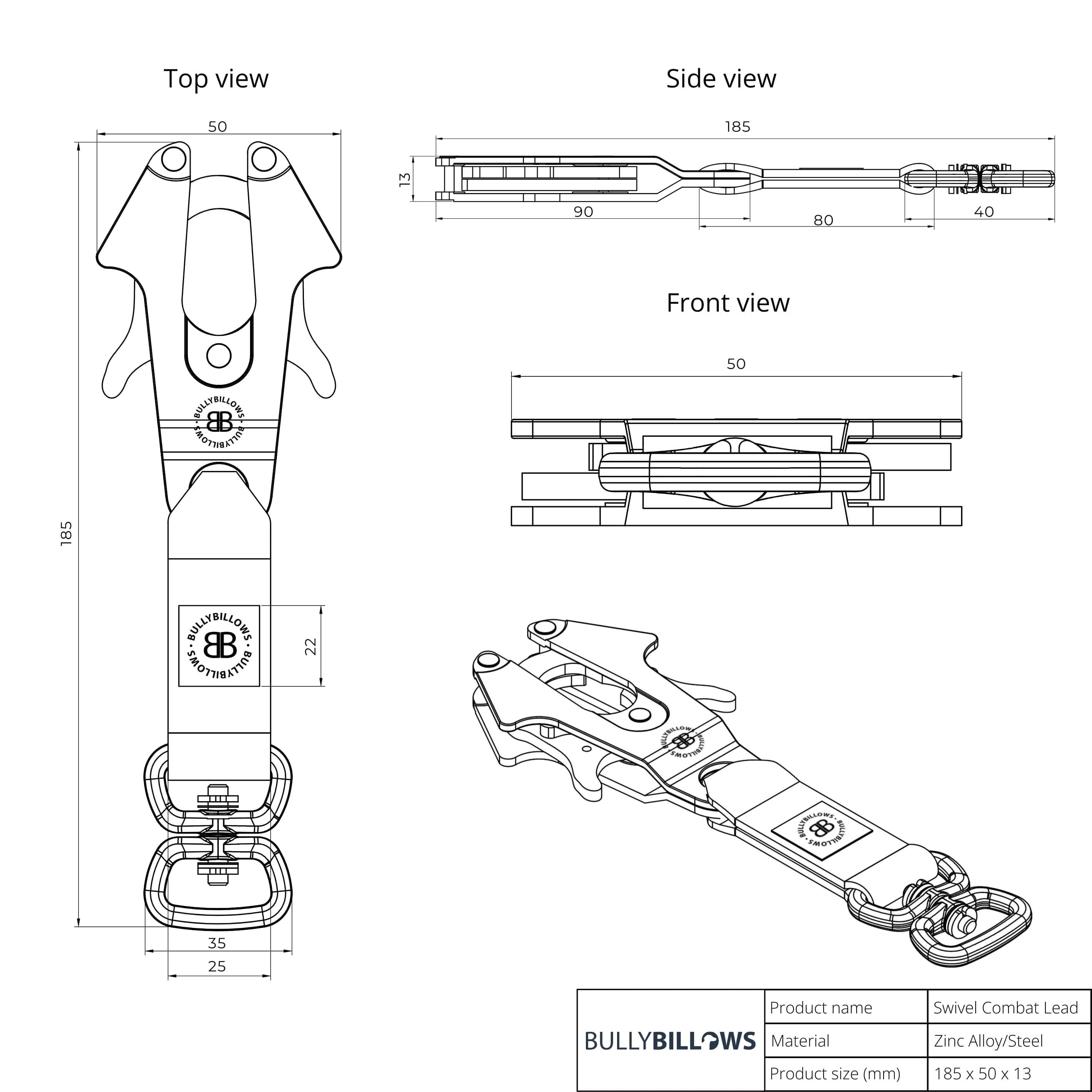 1.4m Swivel Combat Lead | Anti-Tangle & Secure Clip - Lightning