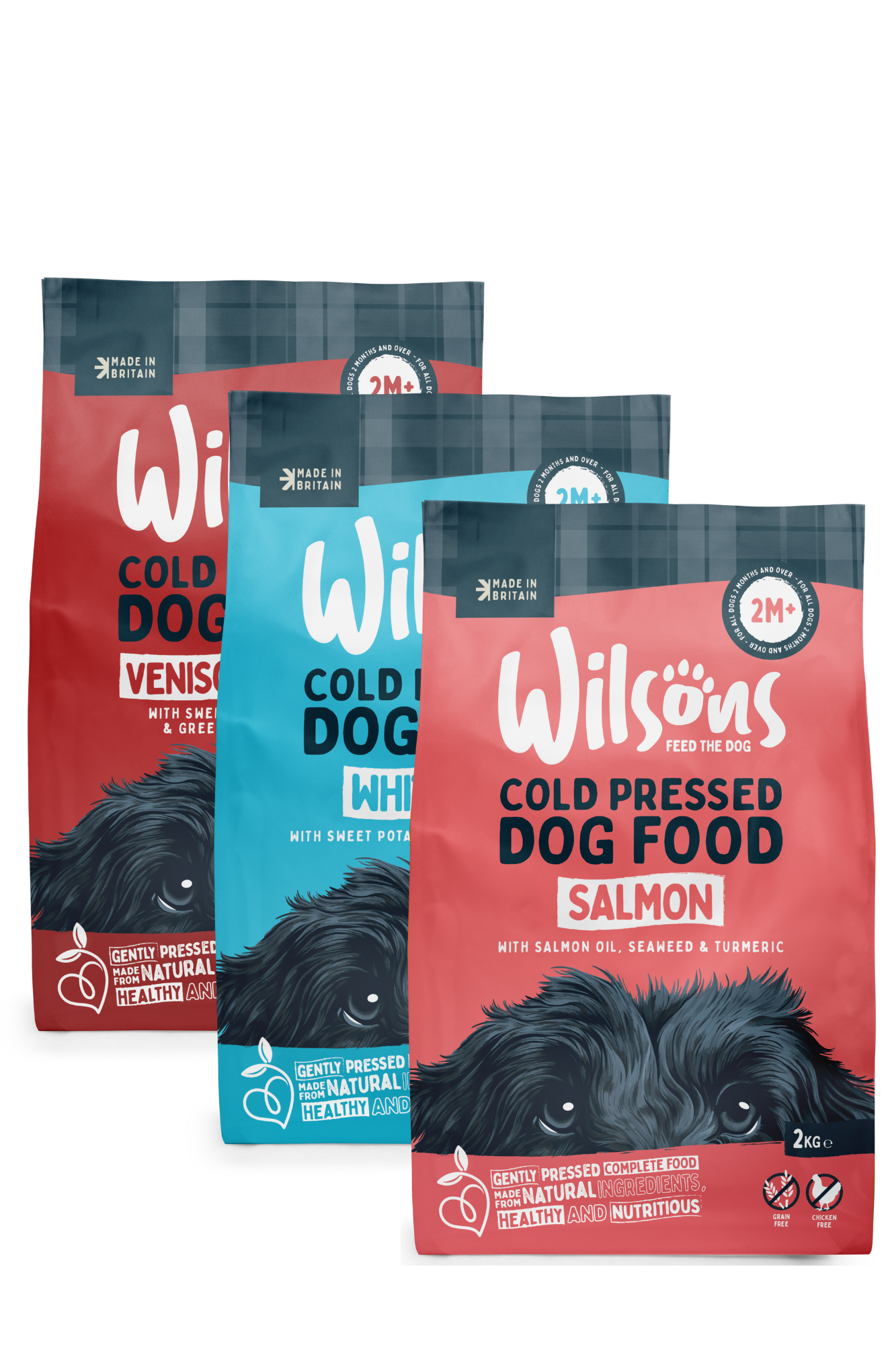 Salmon. Venison & Trout and White Fish Premium Complete Cold Pressed Dog Food Bundle