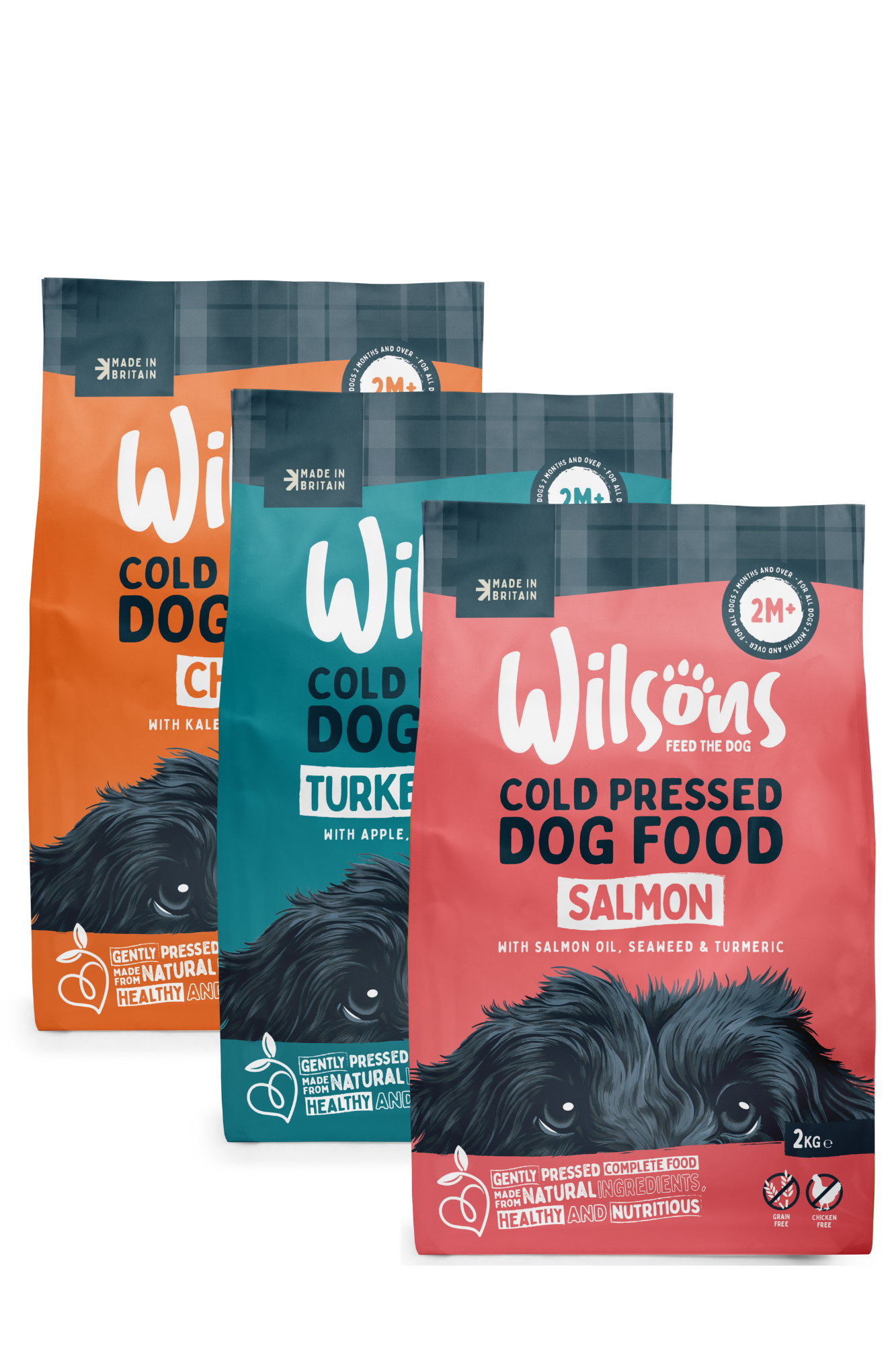 Chicken. Turkey & Duck and Salmon Premium Complete Cold Pressed Dog Food Bundle