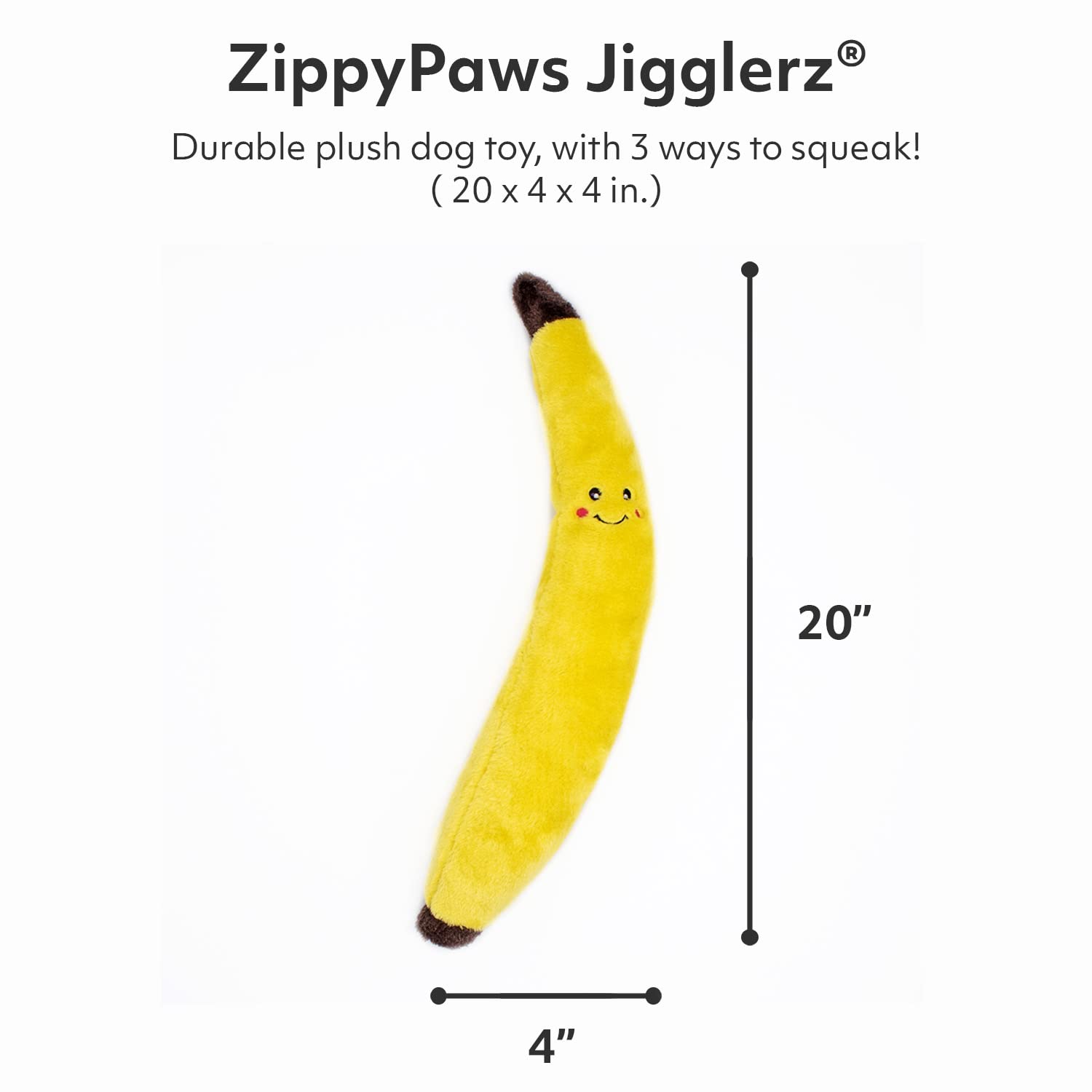 Zippy Paws: Jigglerz Shakeable Dog Toy - Banana