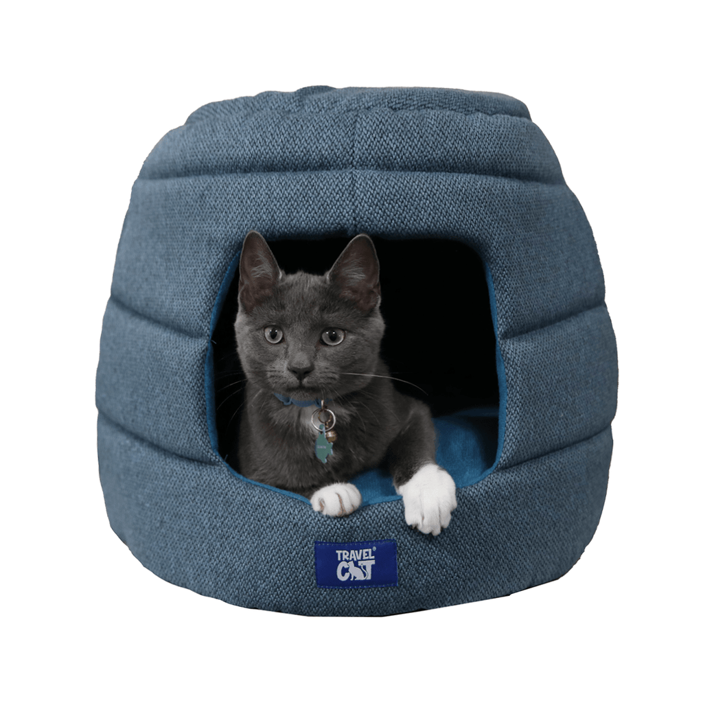 The Meowbile Home Convertible Cat Bed & Cave - Blue
