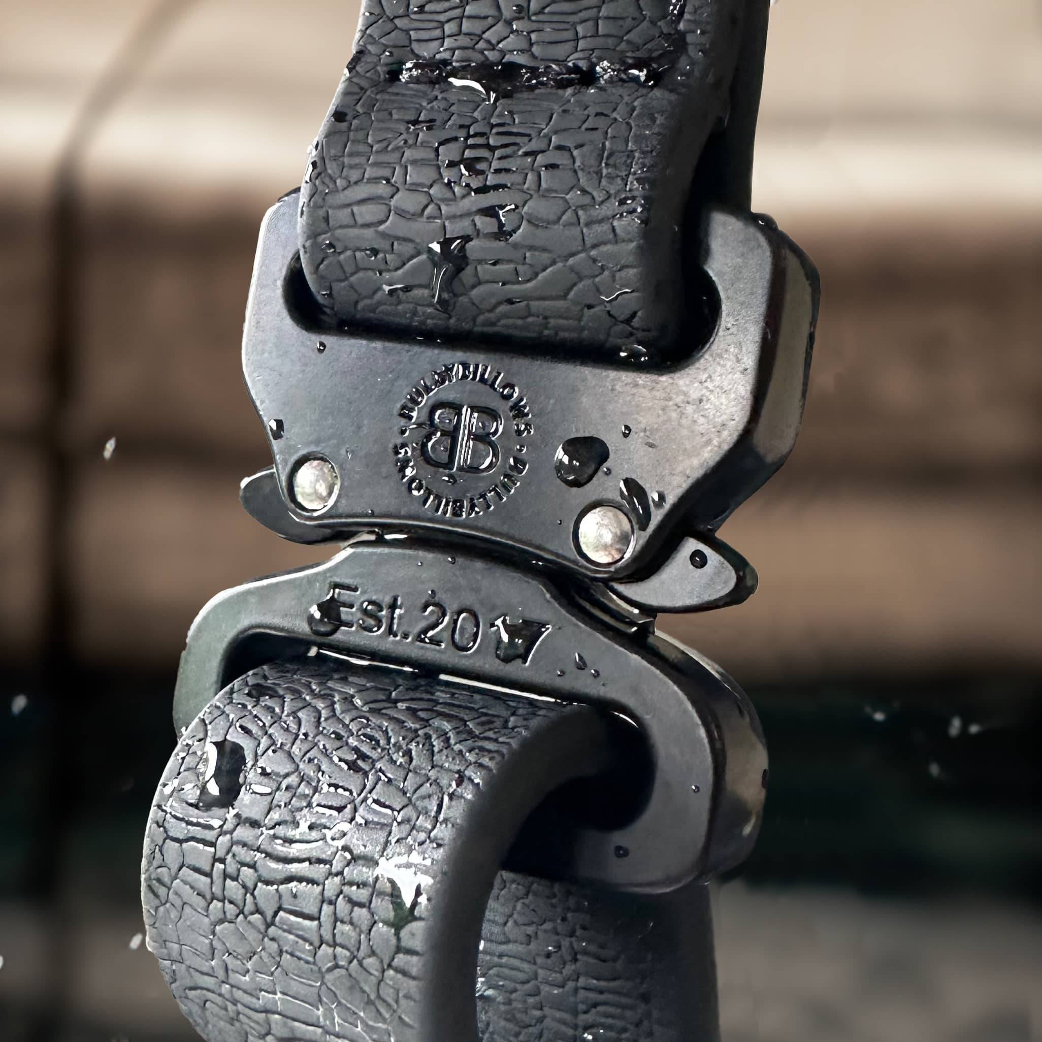 2.5cm Billowthane® Combat® Collar - With Handle. Waterproof & Rated Clip - Black