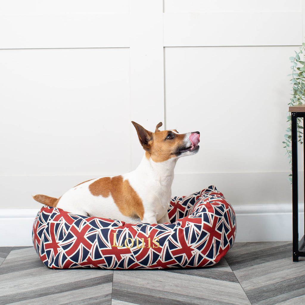 Cozy & Calming Puppy Cage Bed in Union Jack by Lords & Labradors