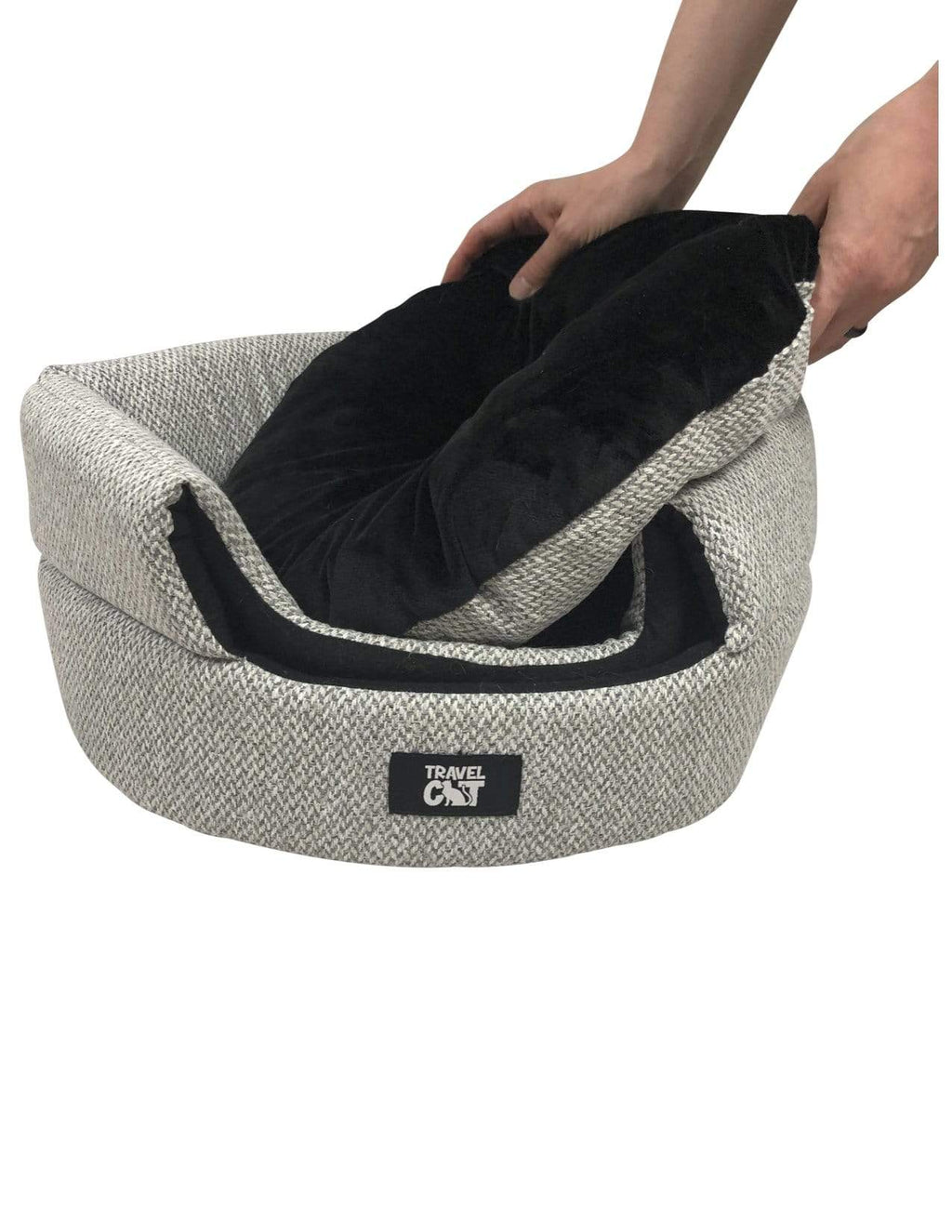The Feline Fancy Travel Cat Accessories Bundle - Bed. Litter Box. Collar. Foldable Bowl & Pouch