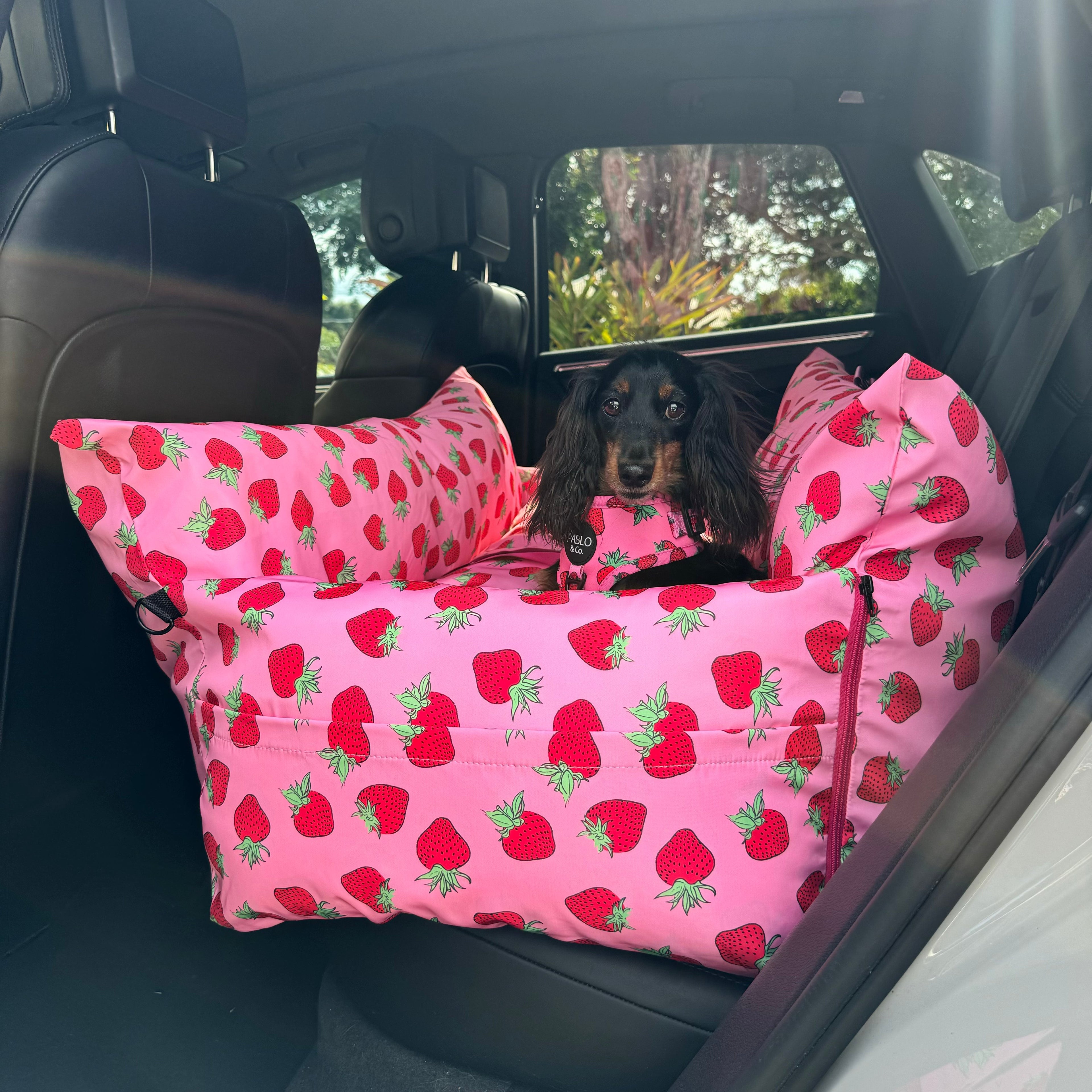 Deluxe Travel Car Bed: Strawberries