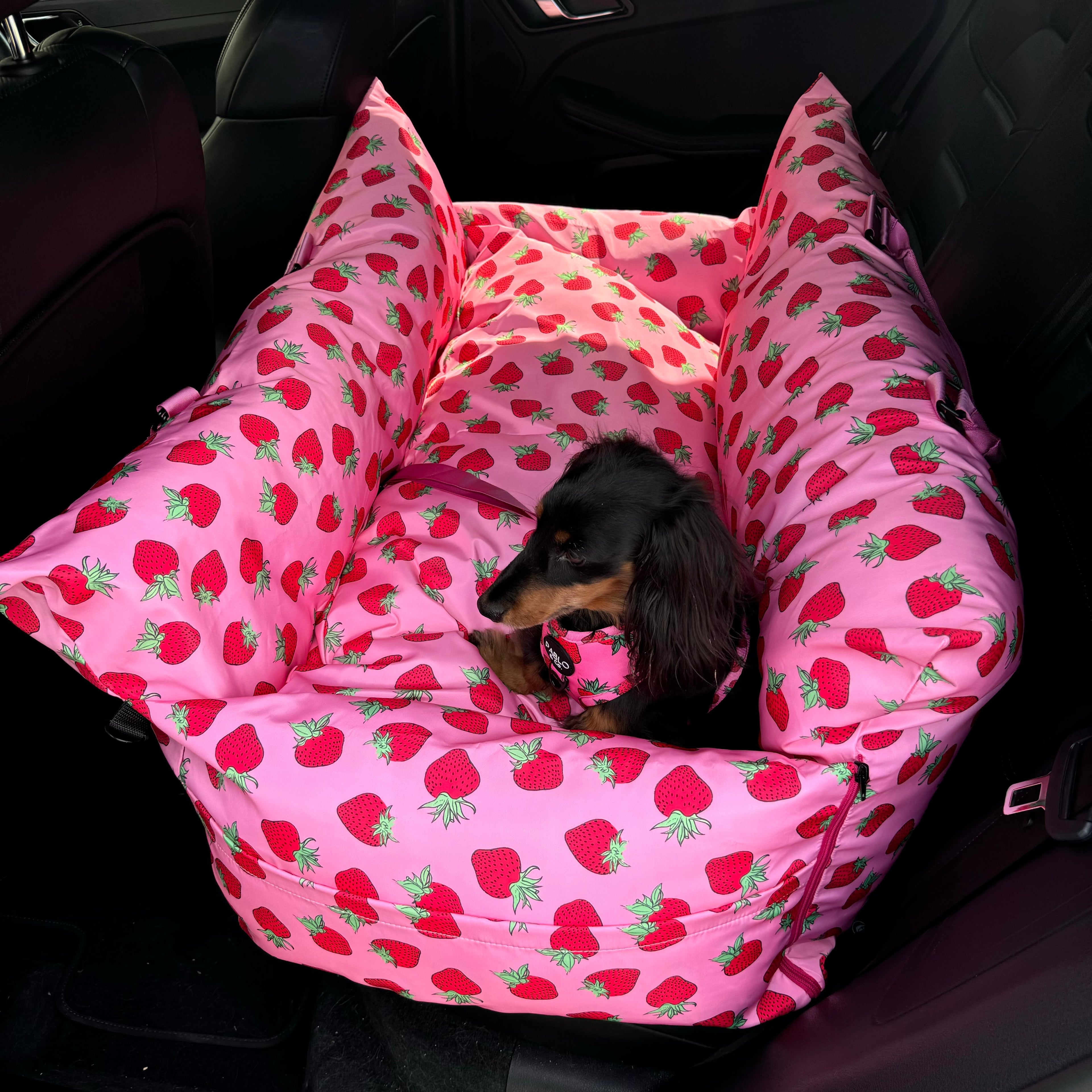 Deluxe Travel Car Bed: Strawberries