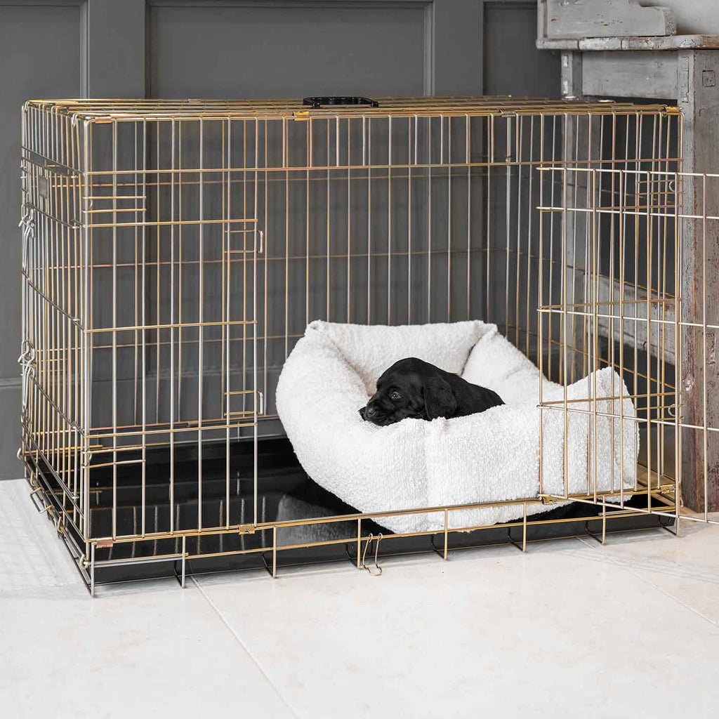 Cozy & Calming Puppy Cage Bed In Ivory Boucl¨¦ by Lords & Labradors