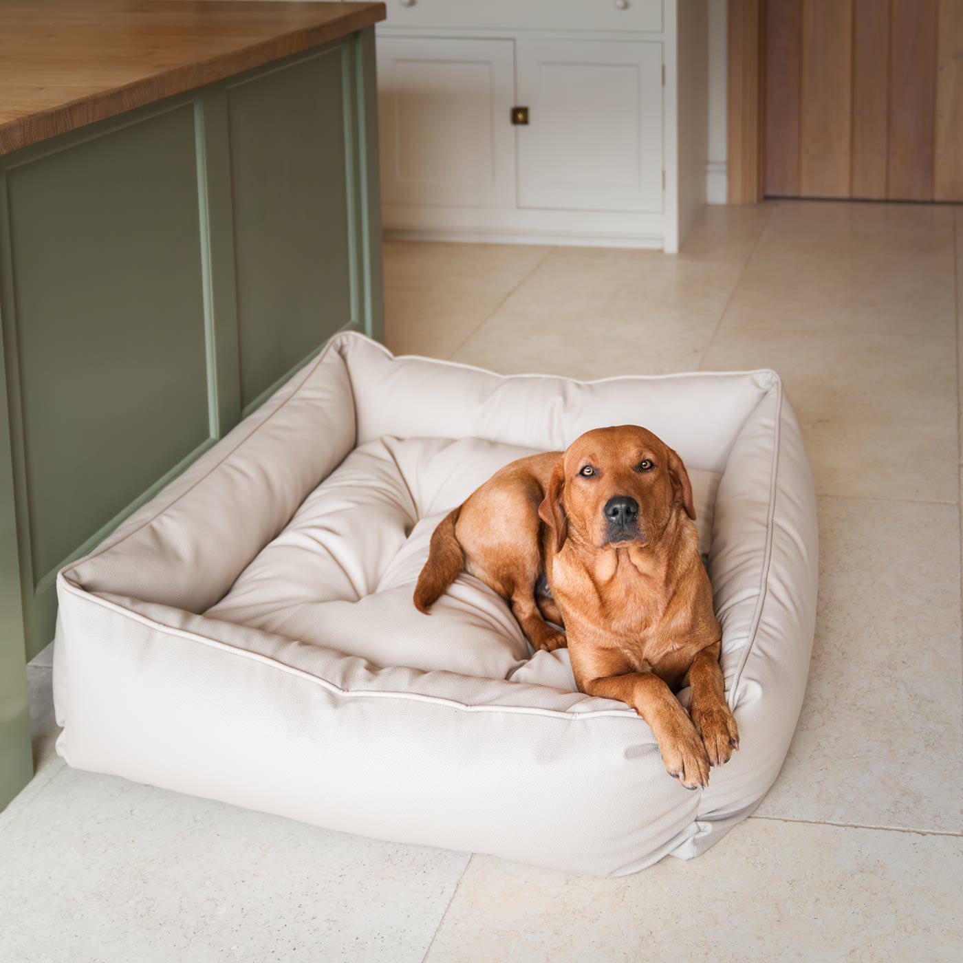 Box Bed in Rhino Tough Desert Faux Leather by Lords & Labradors