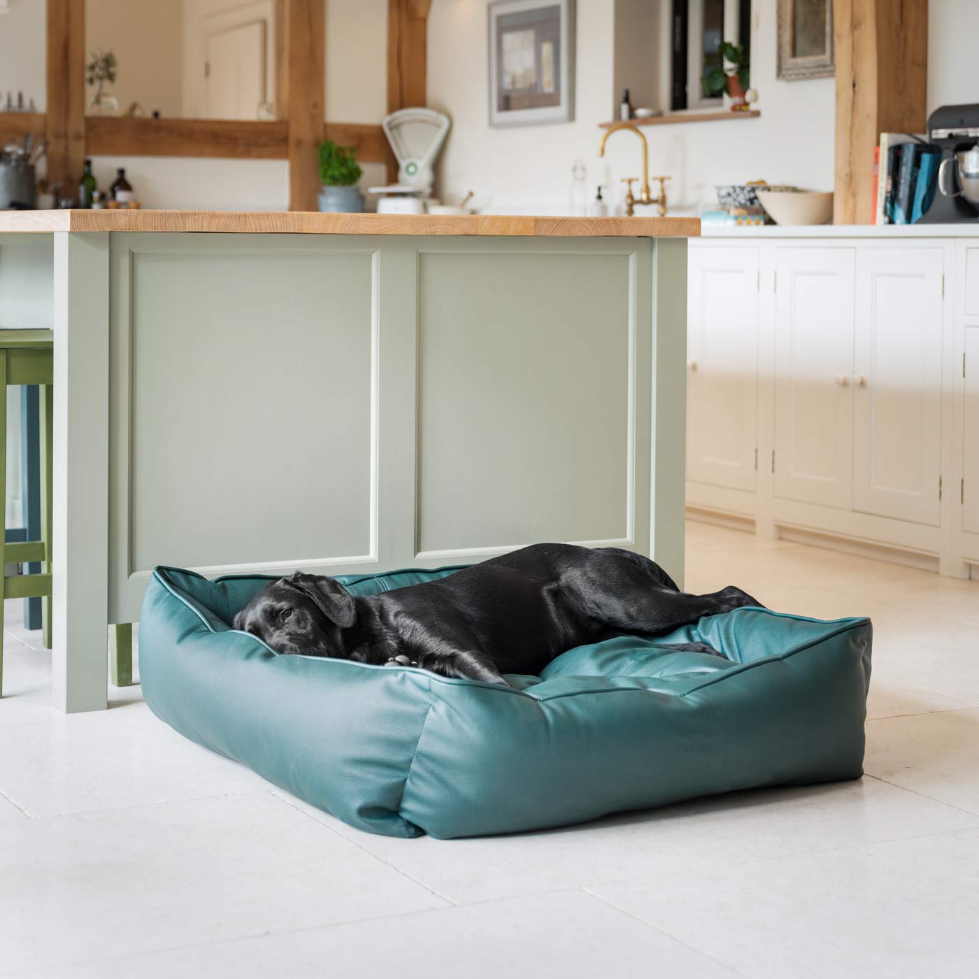 Box Bed in Rhino Tough Jungle Faux Leather by Lords & Labradors