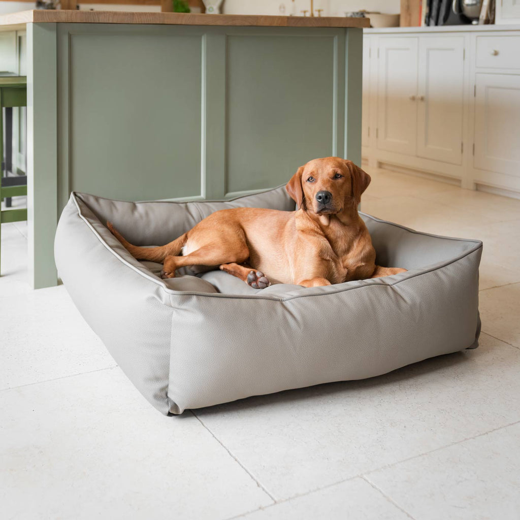 Box Bed in Rhino Tough Desert Faux Leather by Lords & Labradors