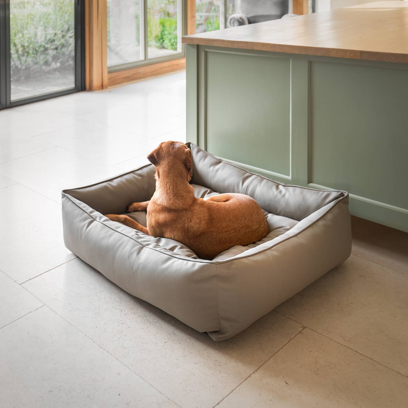 Box Bed in Rhino Tough Desert Faux Leather by Lords & Labradors