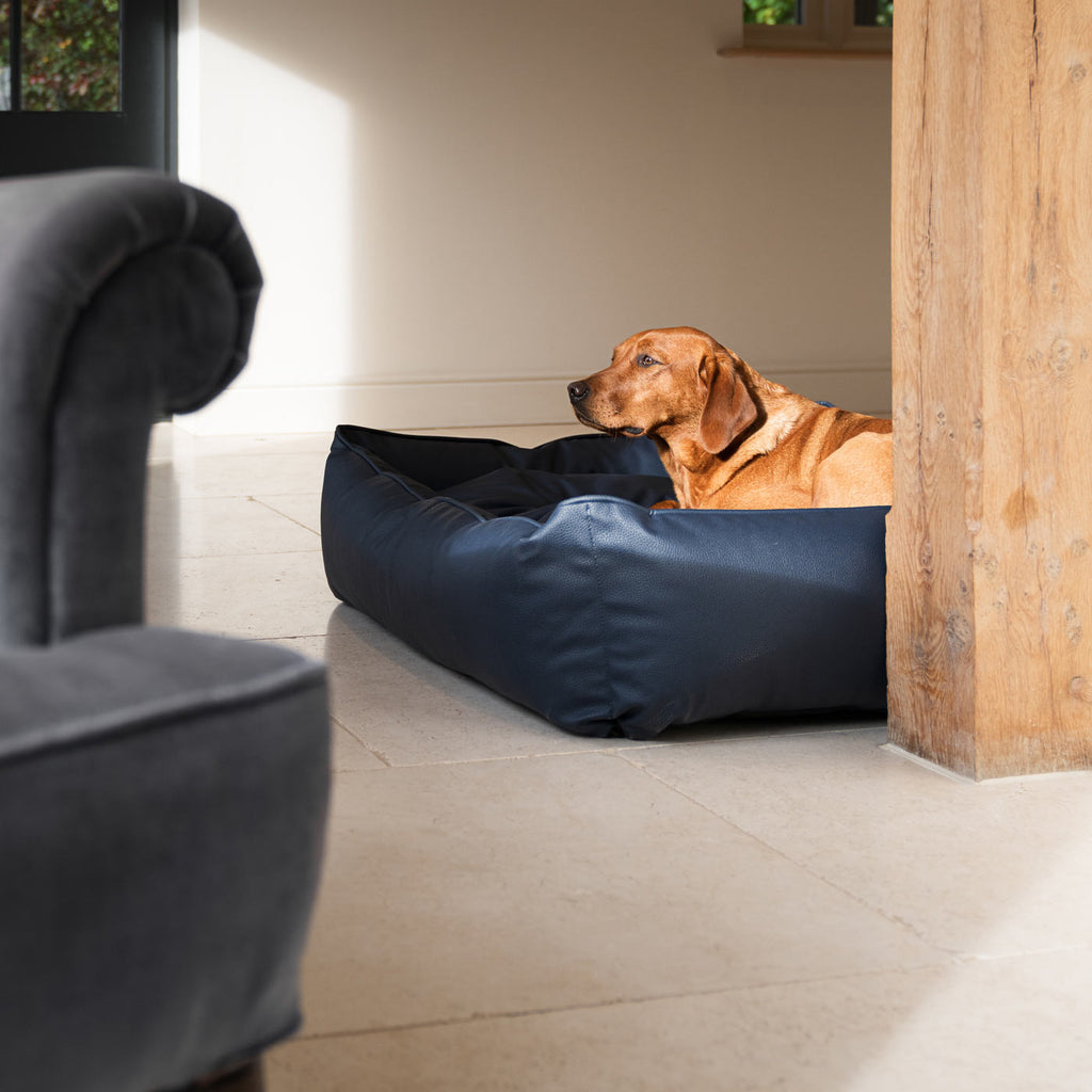 Box Bed in Rhino Tough Jungle Faux Leather by Lords & Labradors