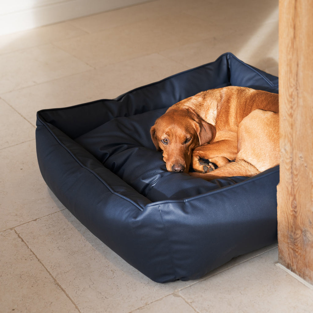 Box Bed in Rhino Tough Jungle Faux Leather by Lords & Labradors