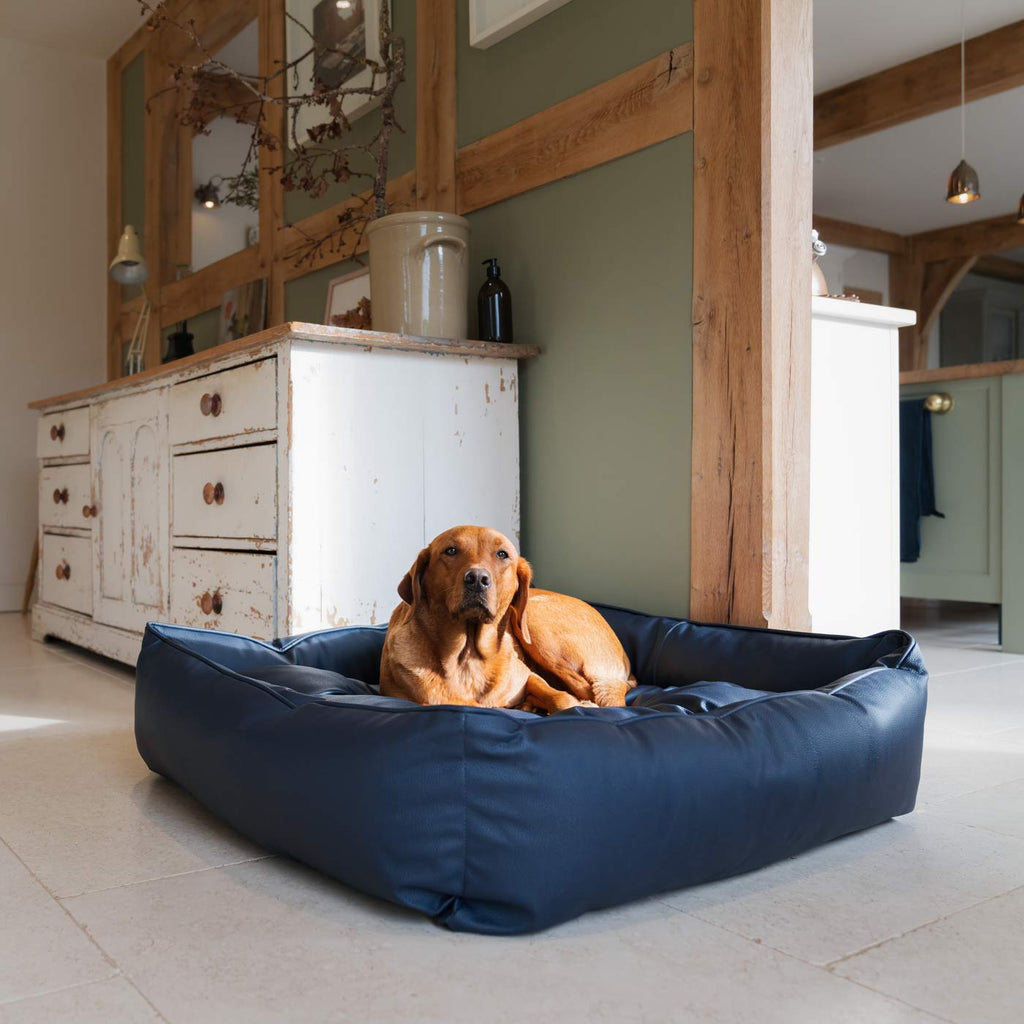 Box Bed in Rhino Tough Jungle Faux Leather by Lords & Labradors