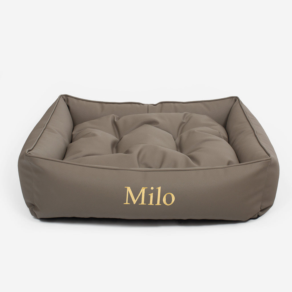 Box Bed in Rhino Tough Desert Faux Leather by Lords & Labradors