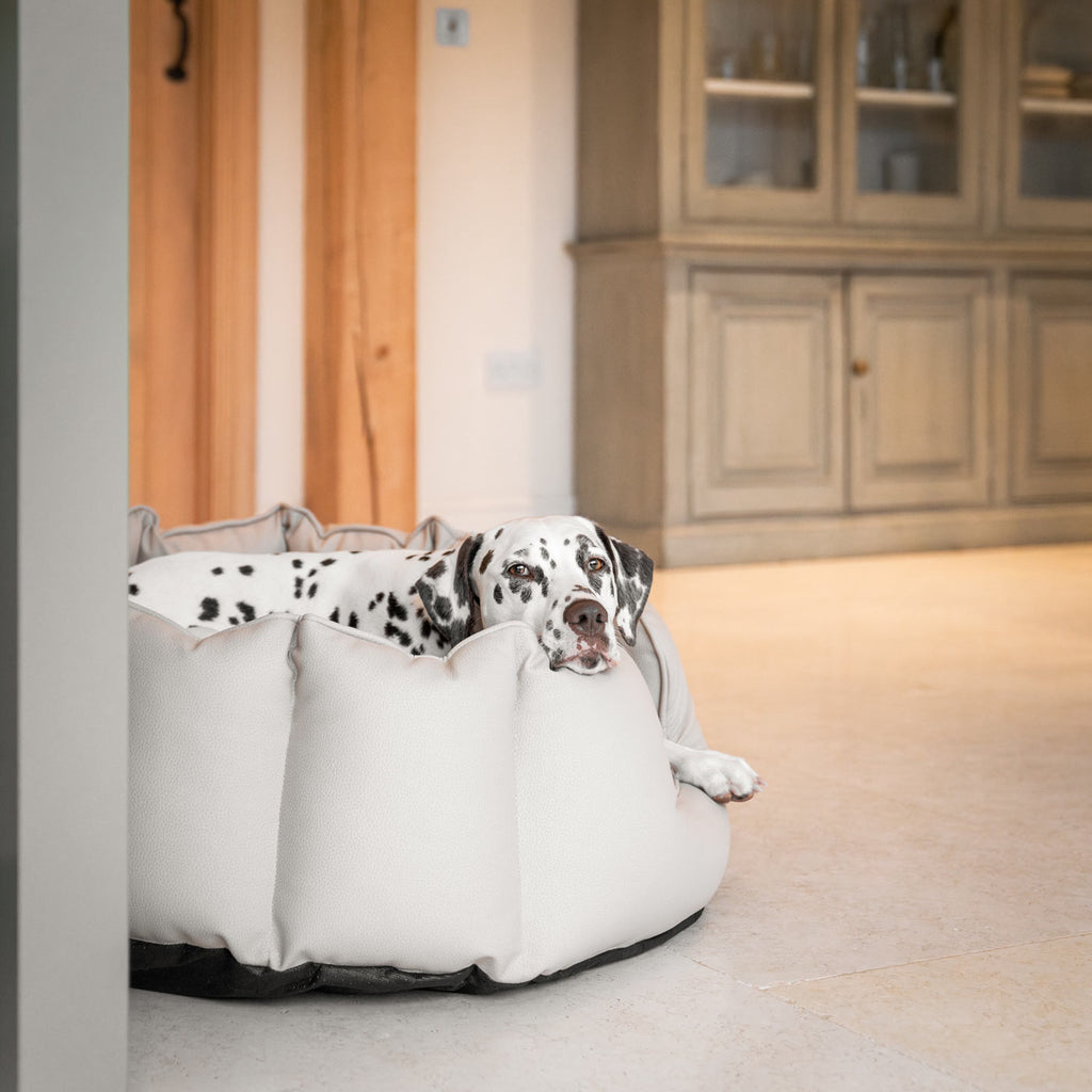 High Wall Bed in Rhino Tough Desert Faux Leather by Lords & Labradors