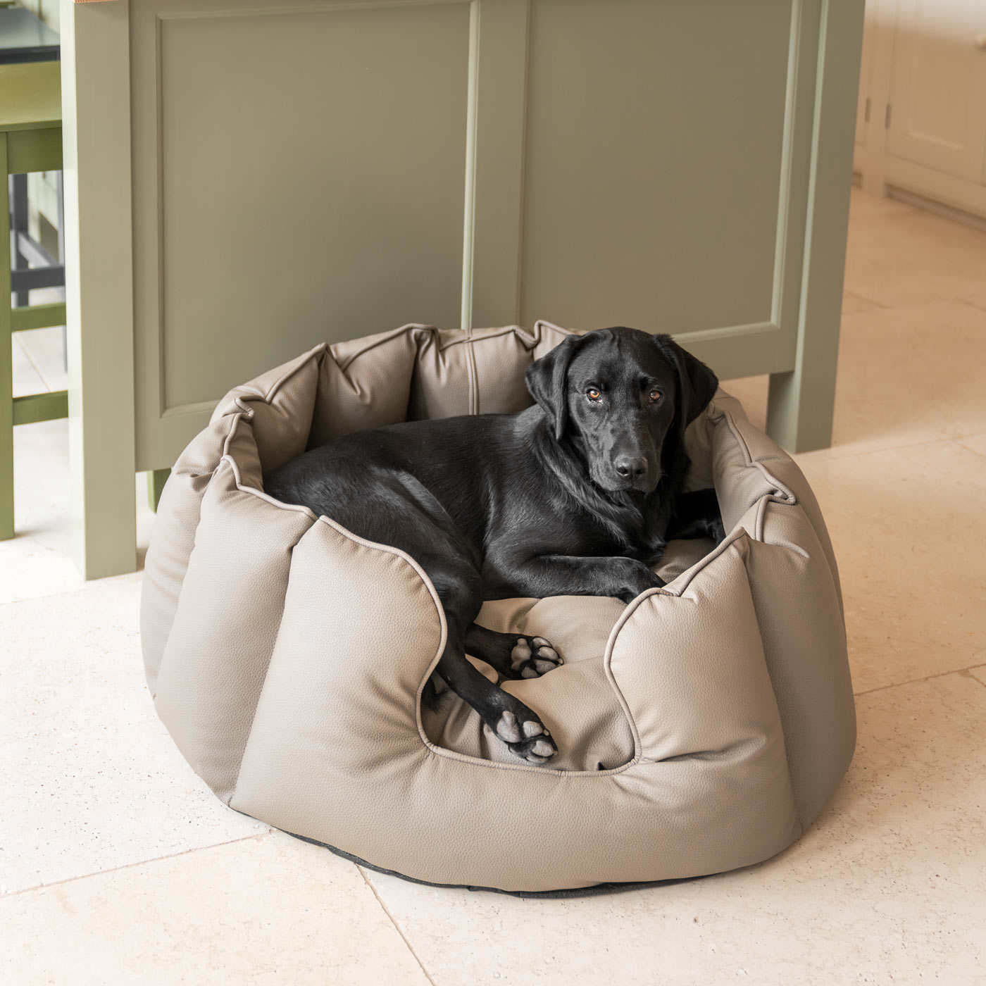 High Wall Bed in Rhino Tough Desert Faux Leather by Lords & Labradors