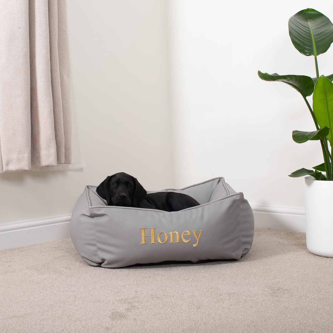 Box Bed in Rhino Tough Jungle Faux Leather by Lords & Labradors