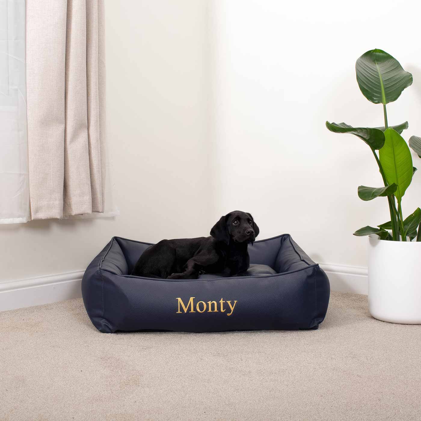 Box Bed in Rhino Tough Jungle Faux Leather by Lords & Labradors