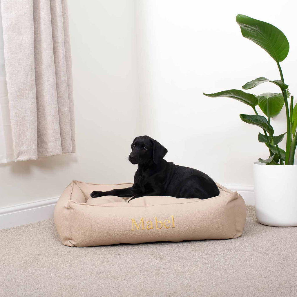 Box Bed in Rhino Tough Desert Faux Leather by Lords & Labradors