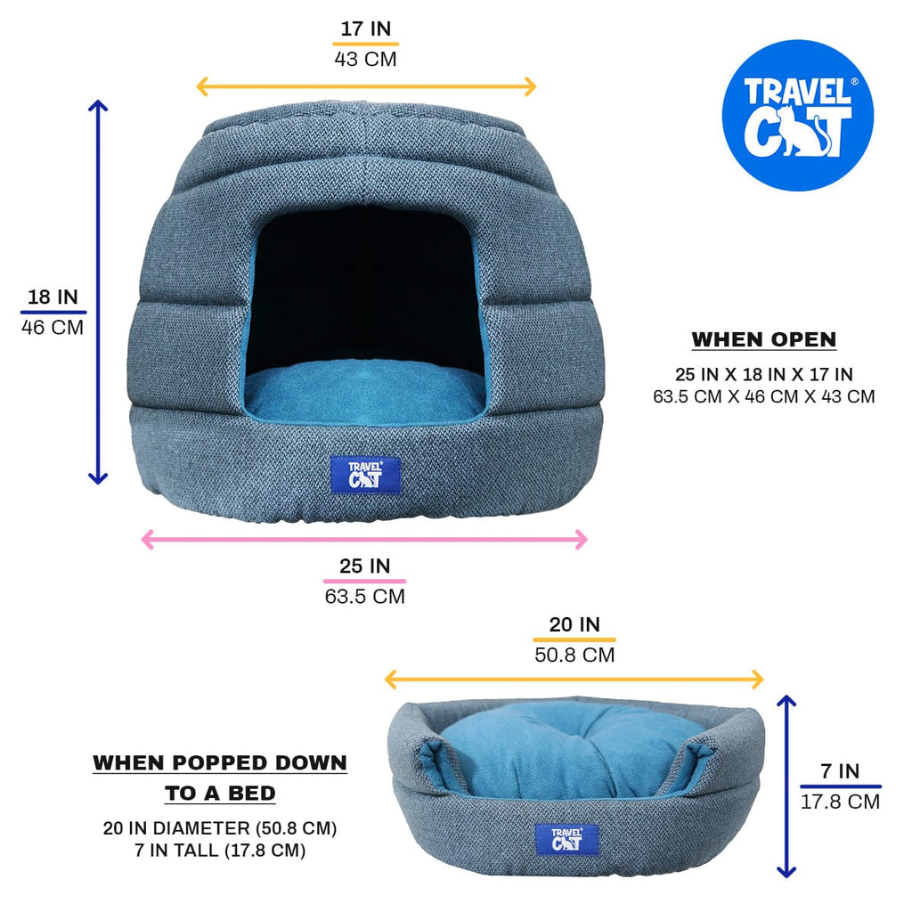 The Meowbile Home Convertible Cat Bed & Cave - Blue
