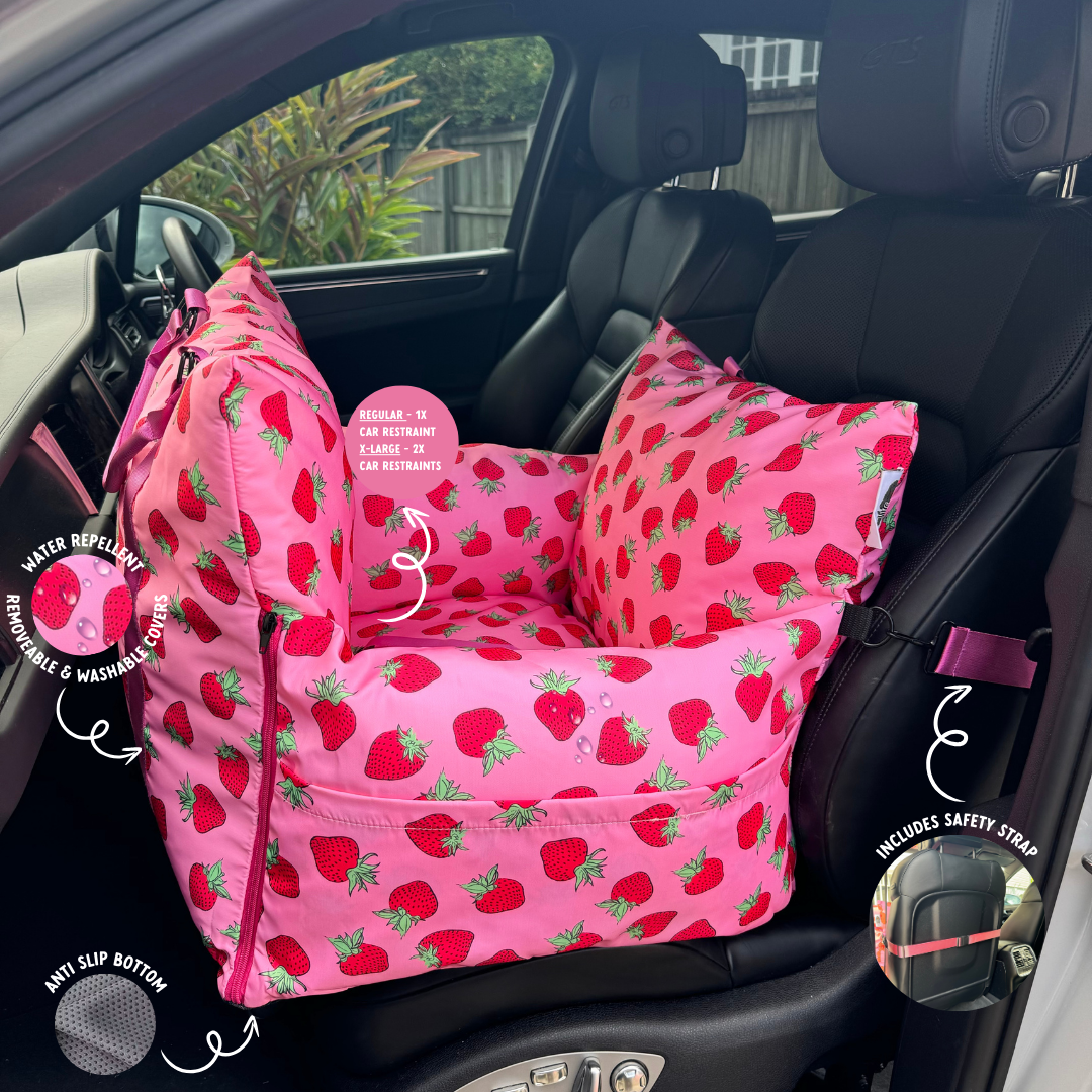 Deluxe Travel Car Bed: Strawberries
