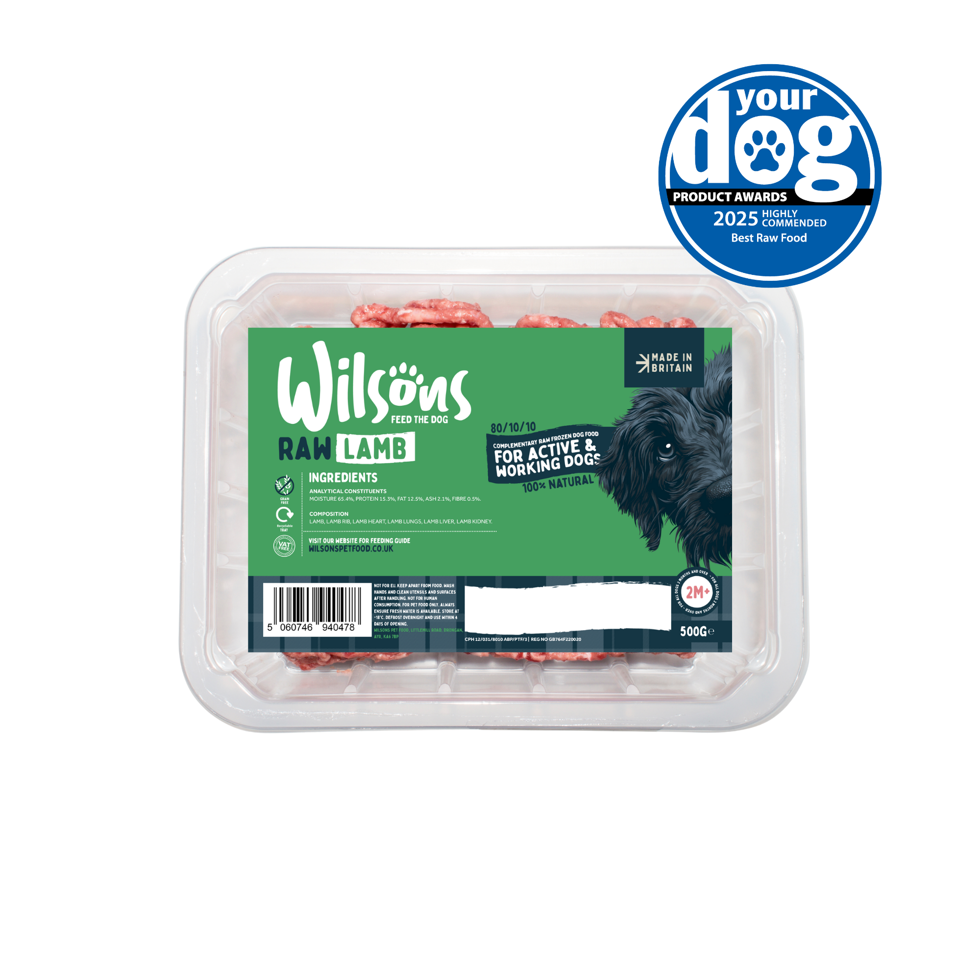 Lamb 80/10/10 Raw Frozen Dog Food