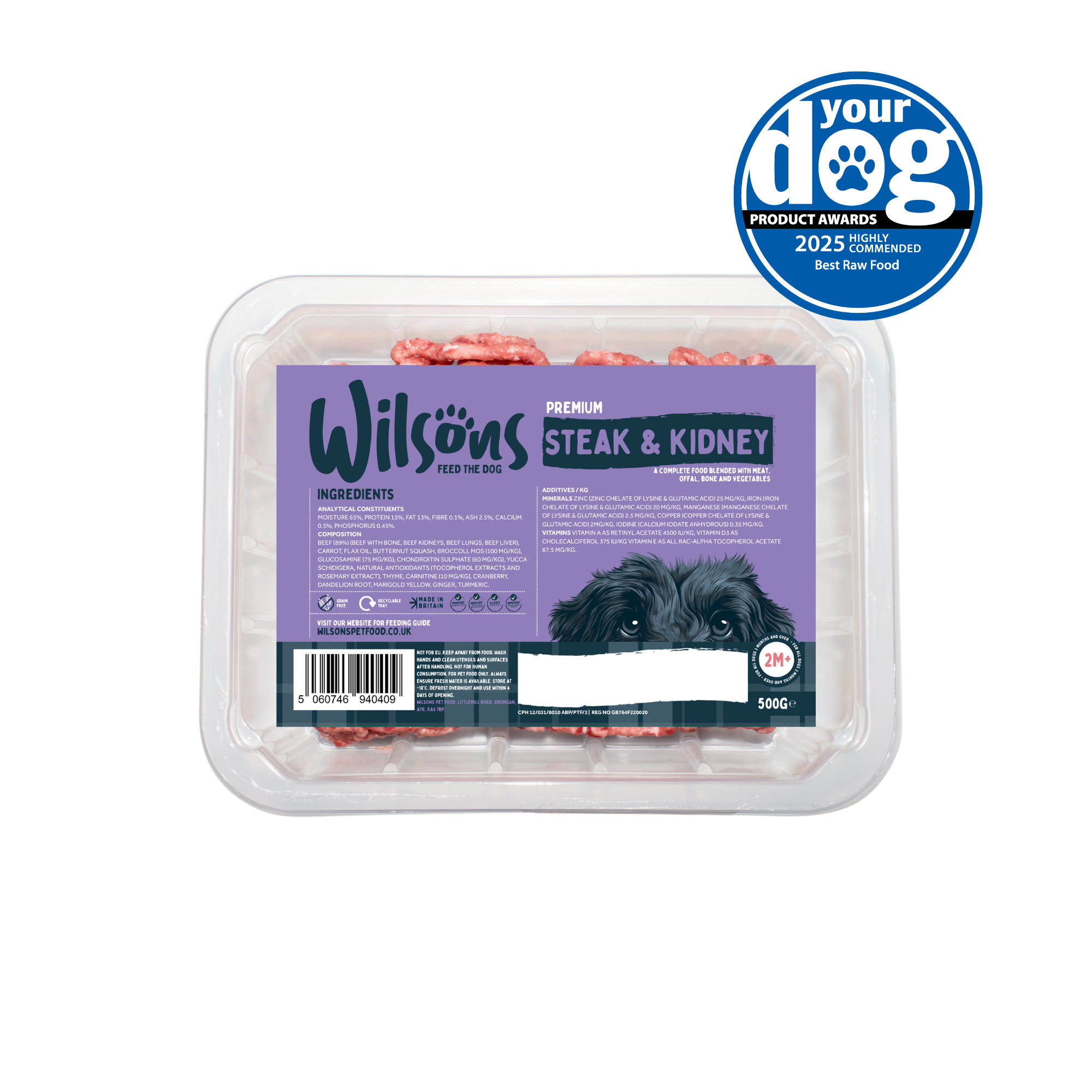 Steak & Kidney Premium Complete Raw Frozen Dog Food