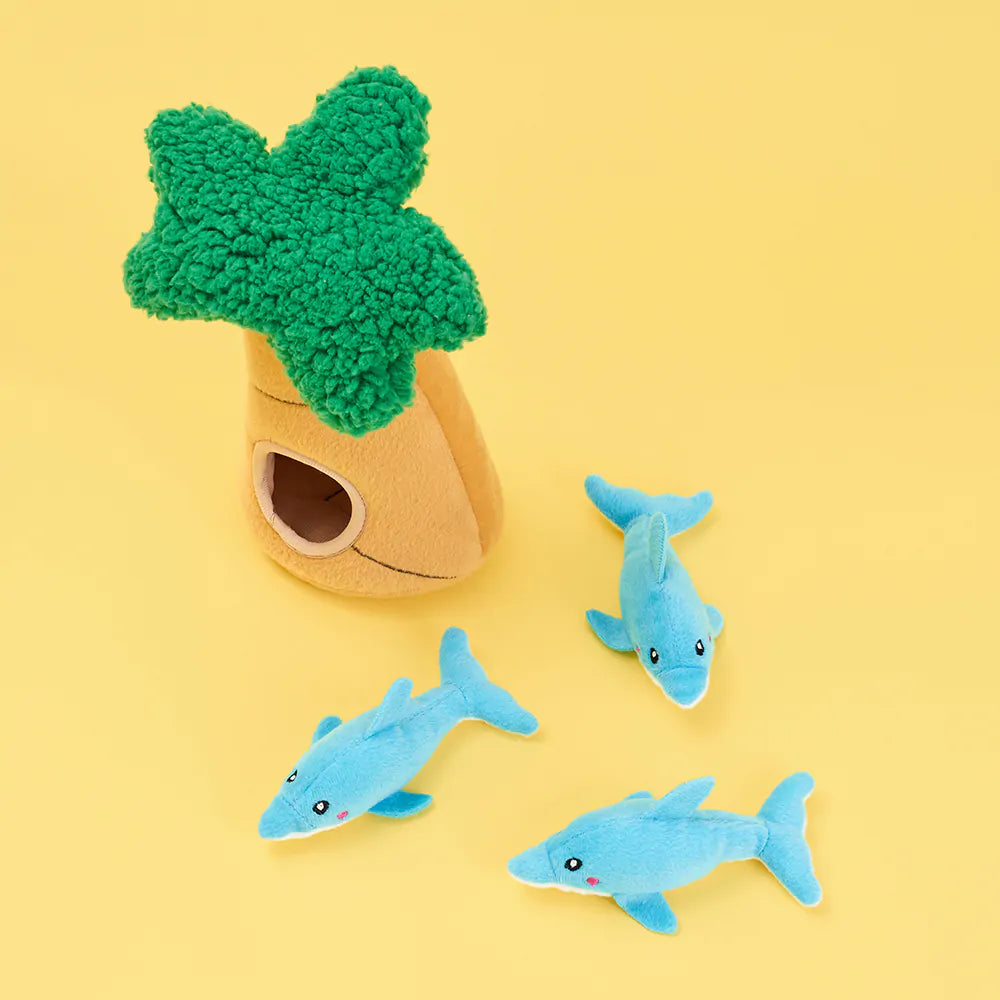 Zippy Paws: Dolphins in Palm Tree Burrow Toy