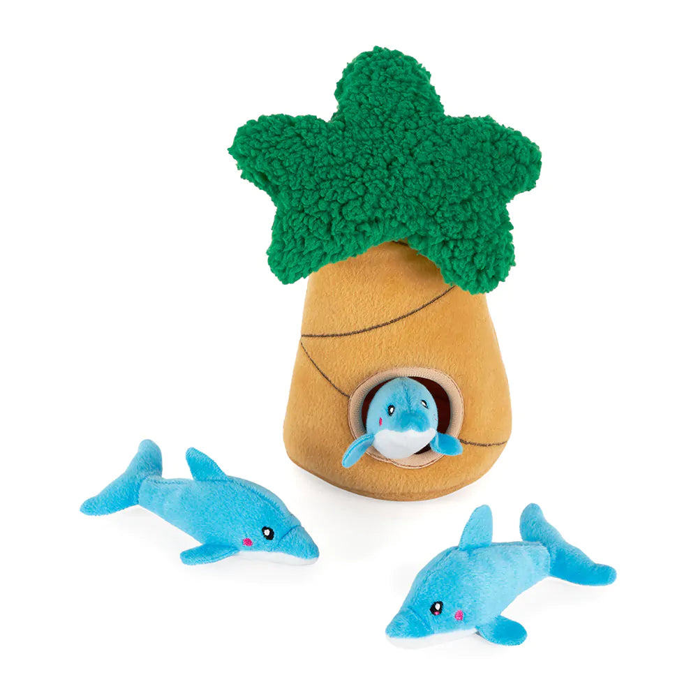 Zippy Paws: Dolphins in Palm Tree Burrow Toy