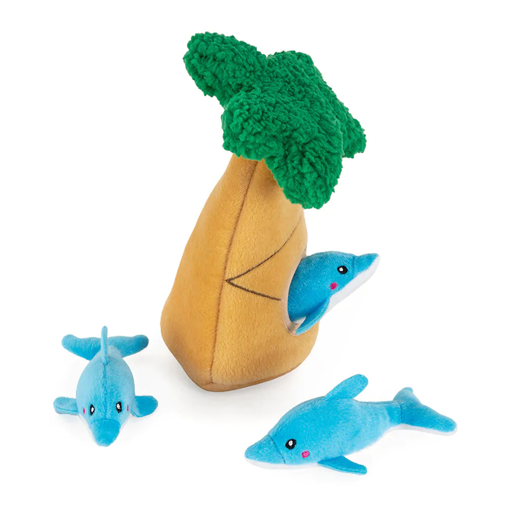 Zippy Paws: Dolphins in Palm Tree Burrow Toy