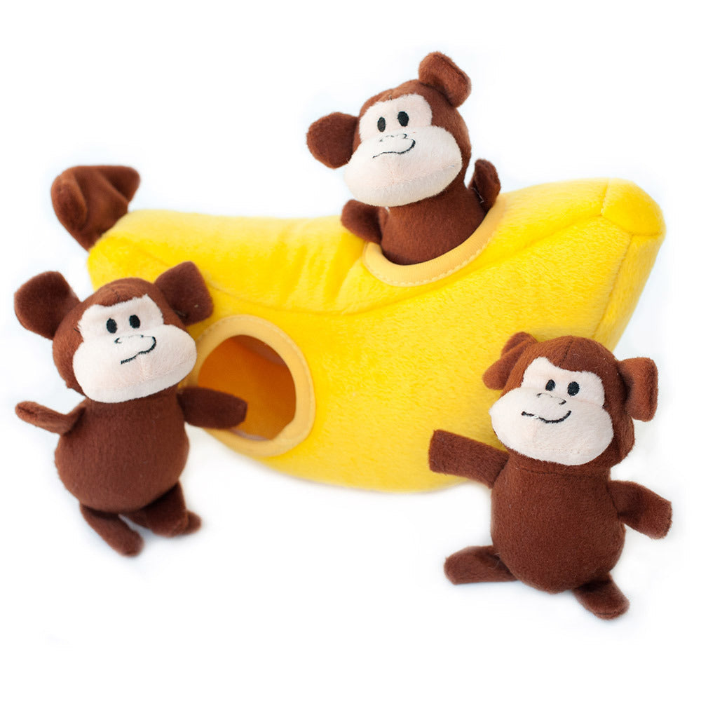 Zippy Paws: Monkey 'n Banana Burrow Toy