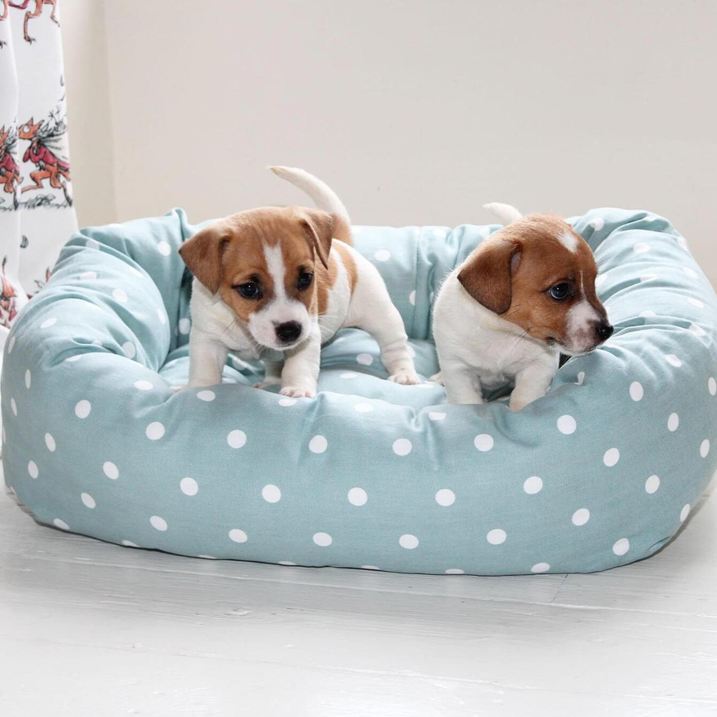 Cozy & Calming Puppy Cage Bed in Spots & Stripes by Lords & Labradors