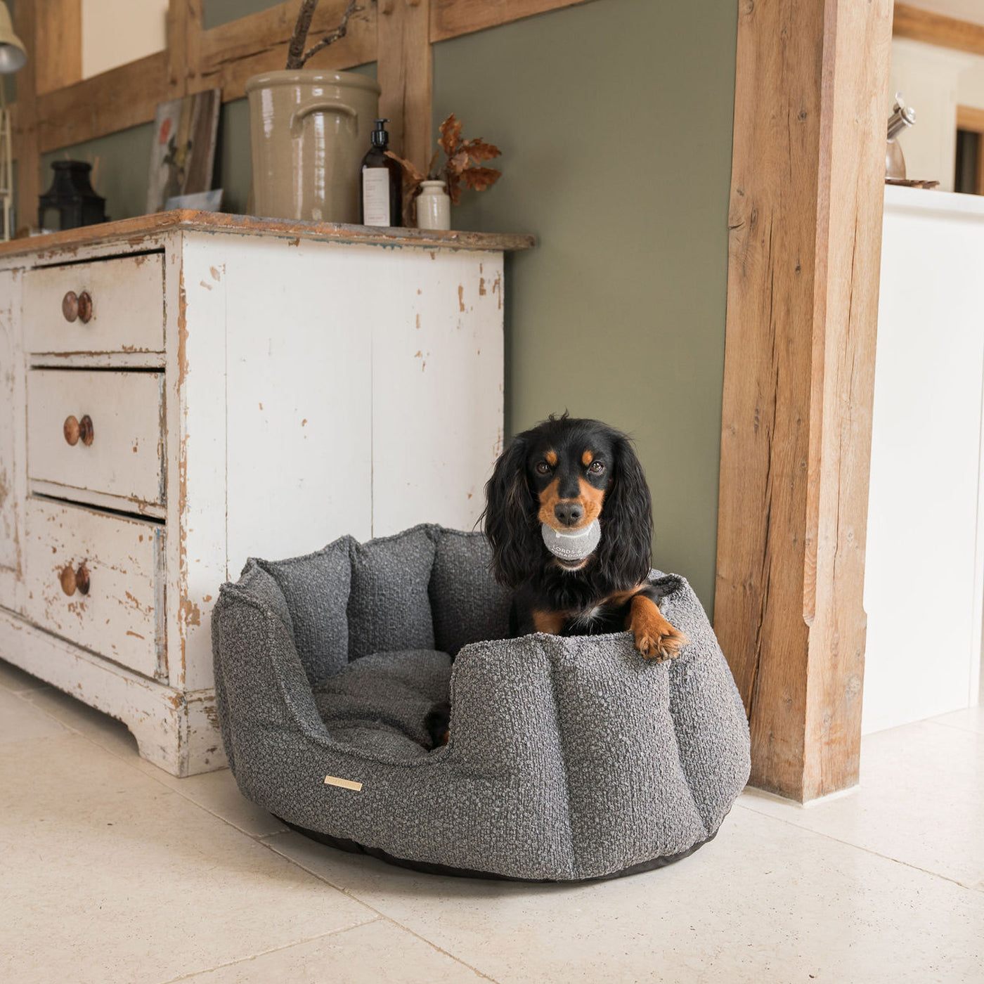 High Wall Bed For Dogs in Boucl¨¦ by Lords & Labradors