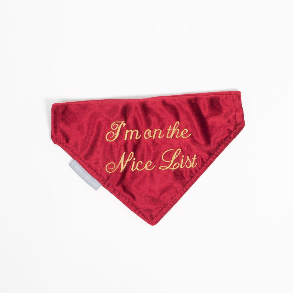 'I'm on the Nice List' Bandana in Velvetby Lords & Labradors
