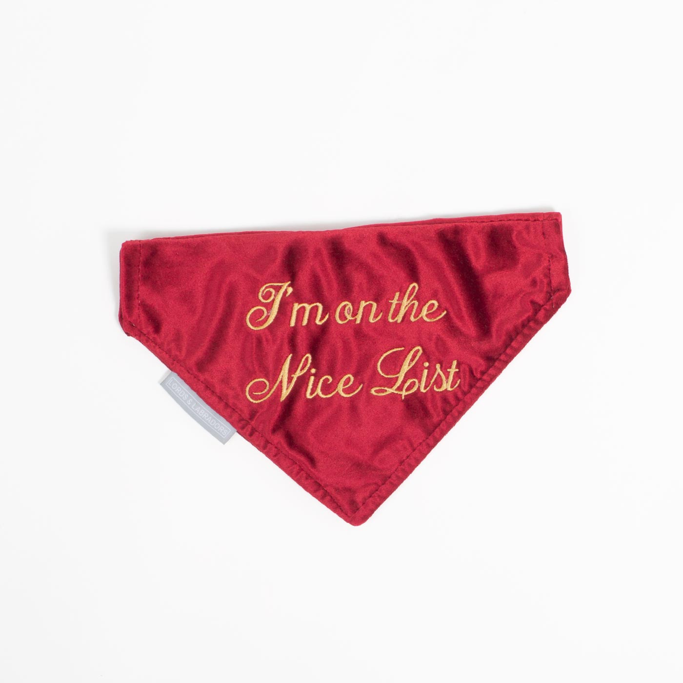 'I'm on the Nice List' Bandana in Velvetby Lords & Labradors