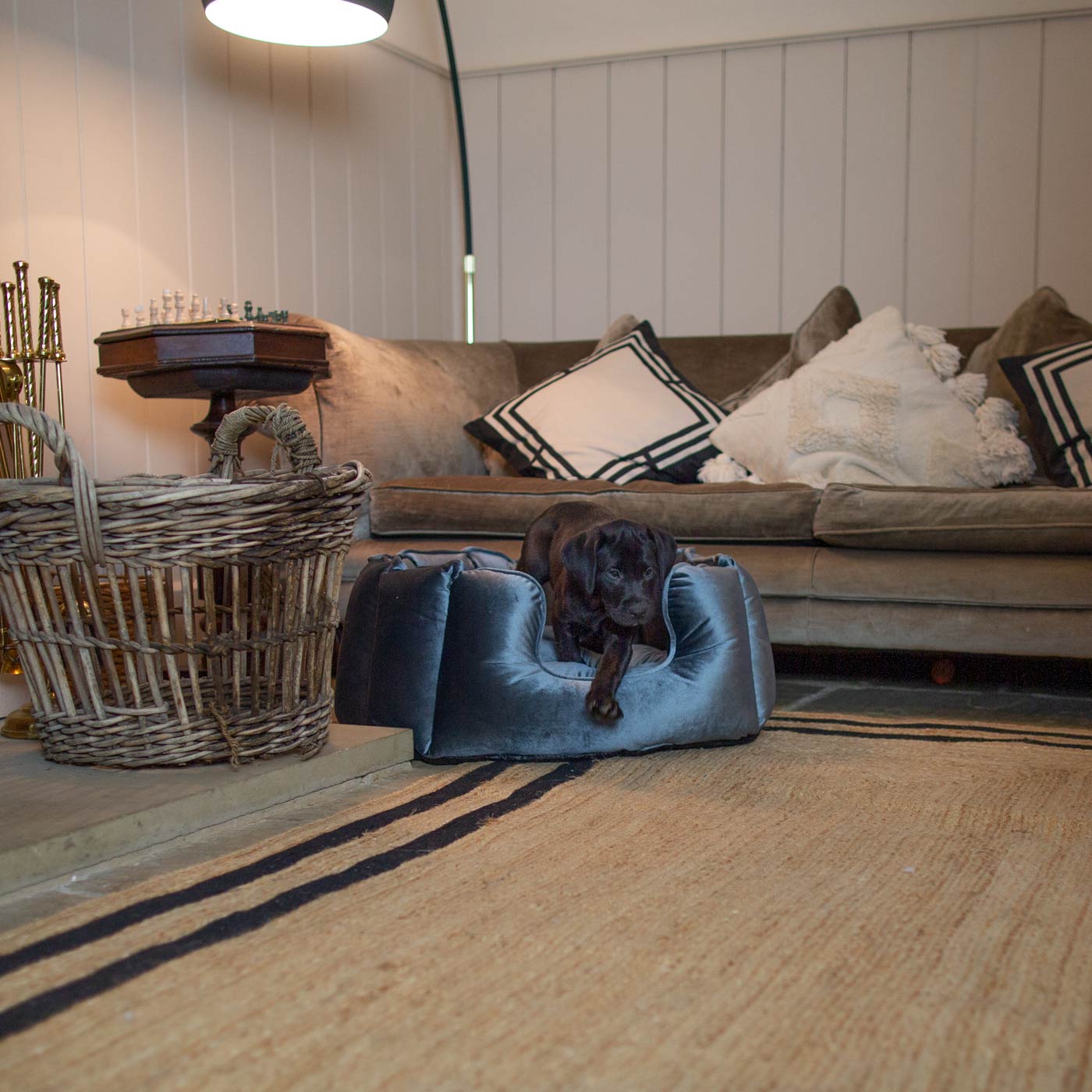 High Wall Bed For Dogs in Velvet by Lords & Labradors