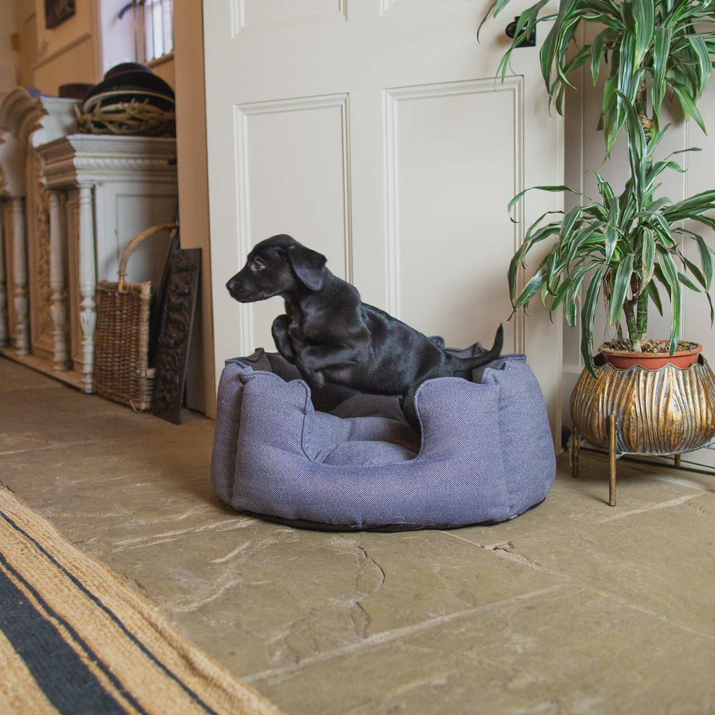 High Wall Bed For Dogs in Herringbone Tweed by Lords & Labradors