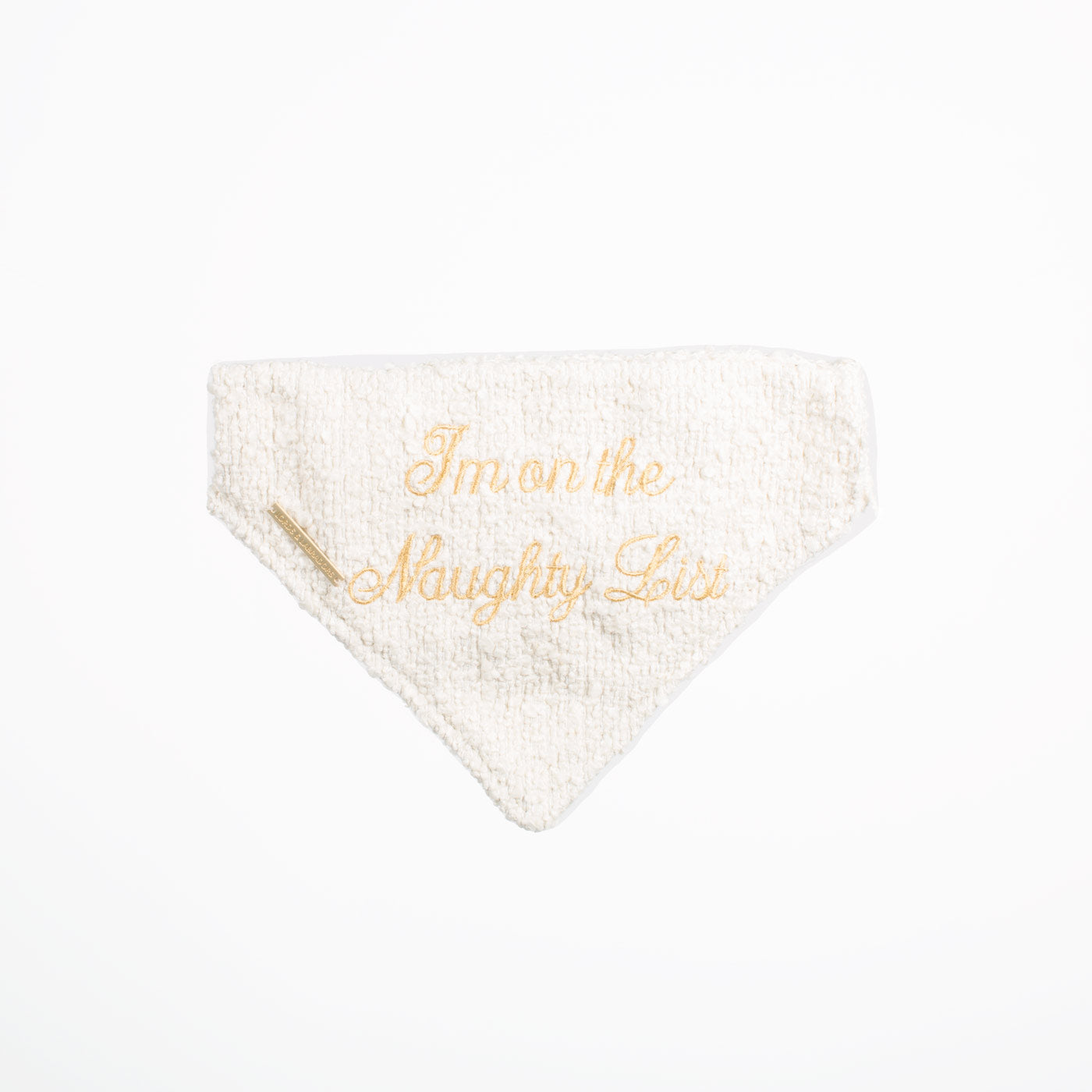 'I'm on the Naughty List' Bandana in Ivory Boucl¨¦ by Lords & Labradors