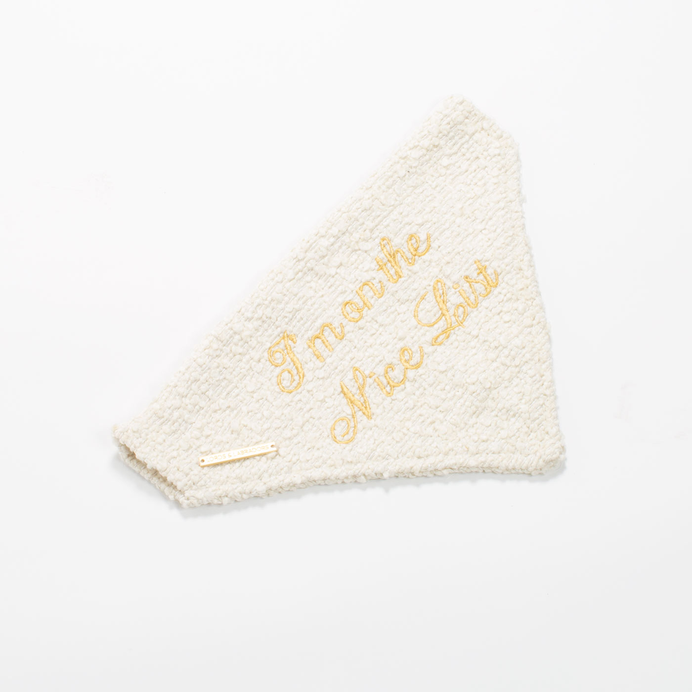 'I'm on the Nice List' Bandana in Ivory Boucl¨¦ by Lords & Labradors