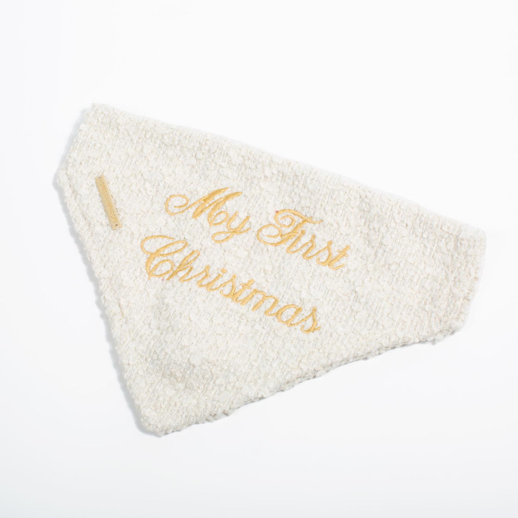 'My First Christmas' Bandana in Ivory Boucl¨¦ by Lords & Labradors