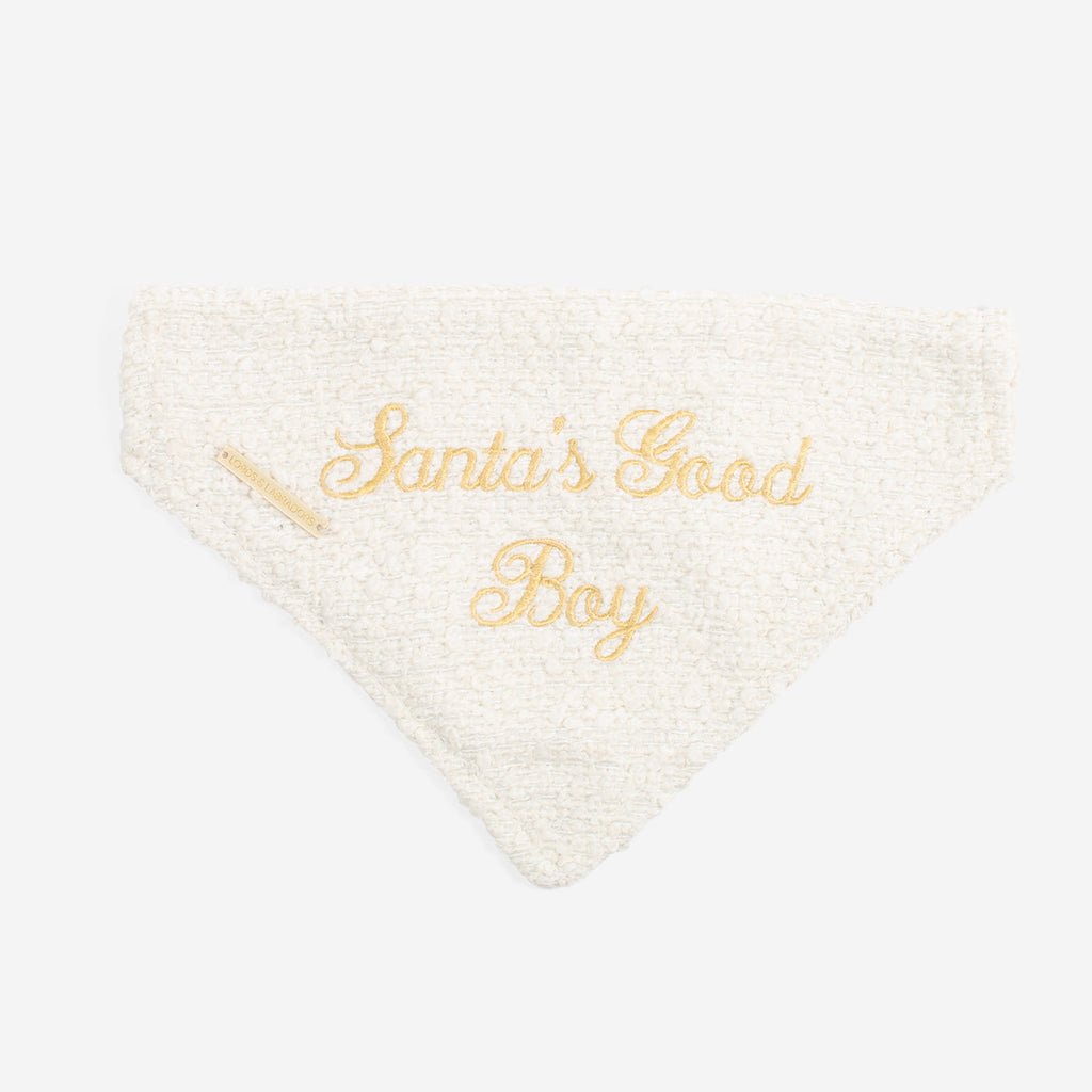 'Santa's Good Boy' Bandana in Ivory Boucl¨¦ by Lords & Labradors