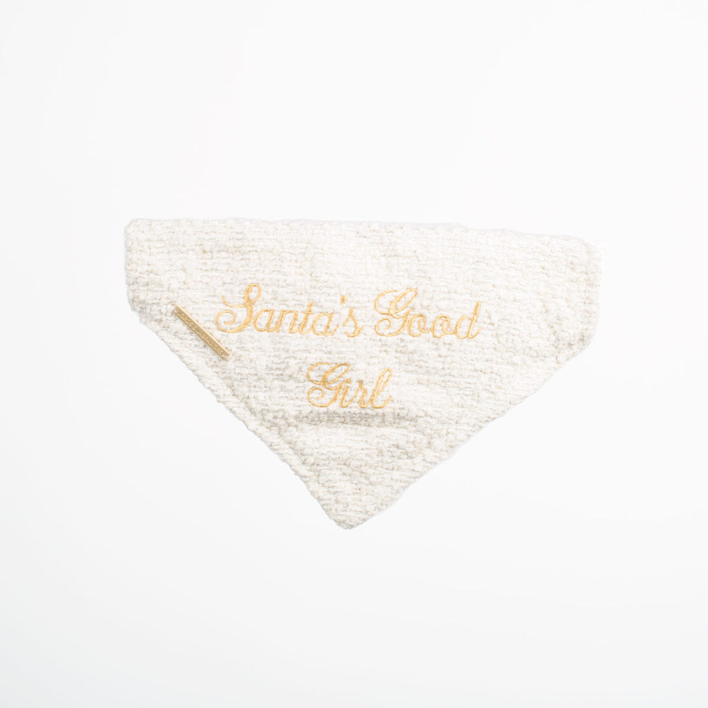 'Santa's Good Girl' Bandana in Ivory Boucl¨¦ by Lords & Labradors