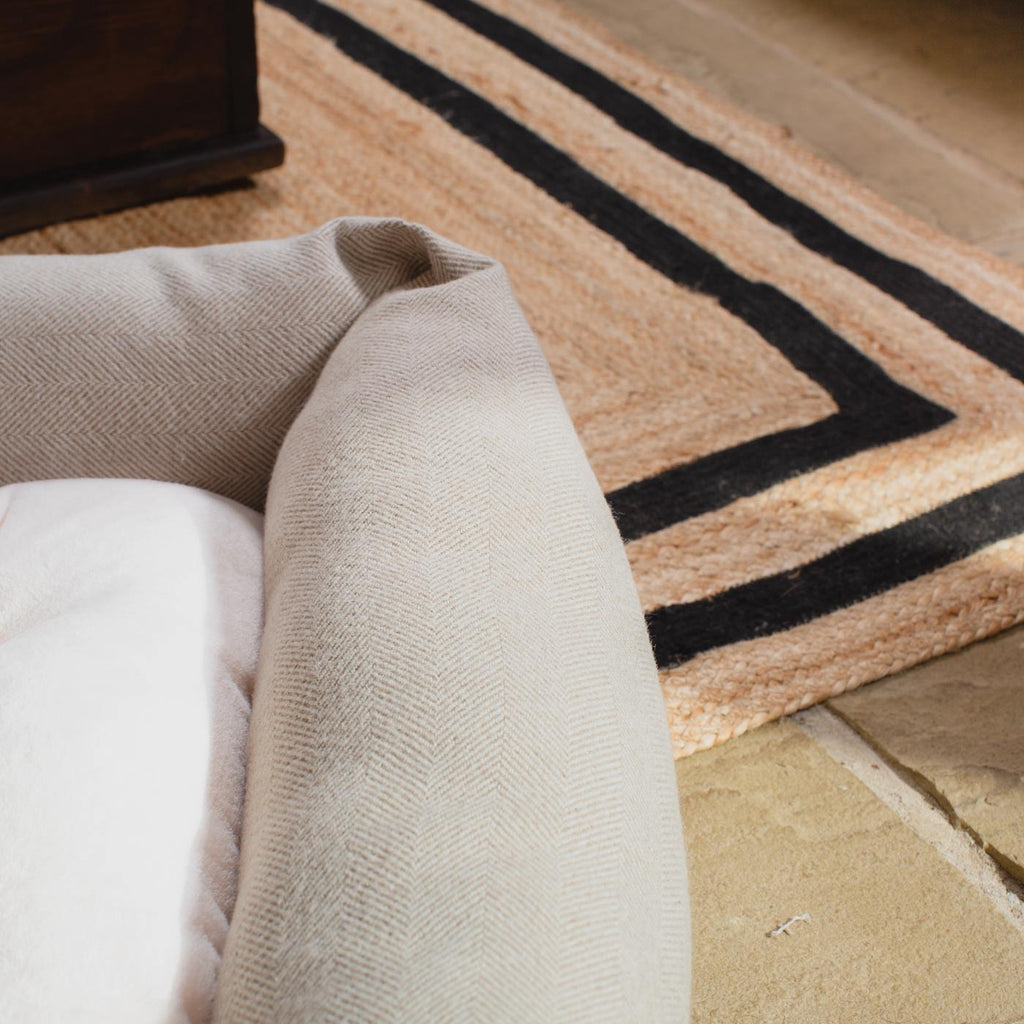 Box Bed For Dogs in Herringbone Tweed by Lords & Labradors