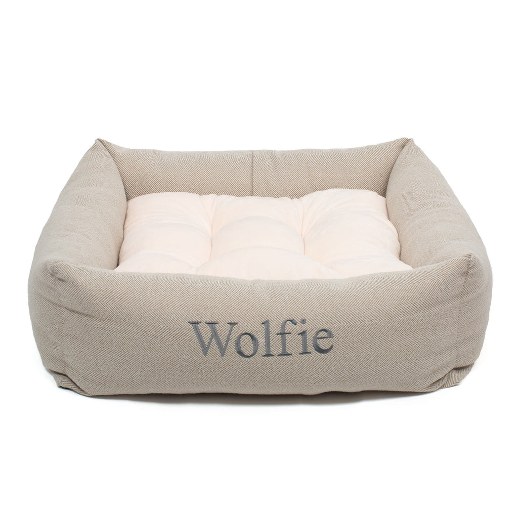 Box Bed For Dogs in Herringbone Tweed by Lords & Labradors