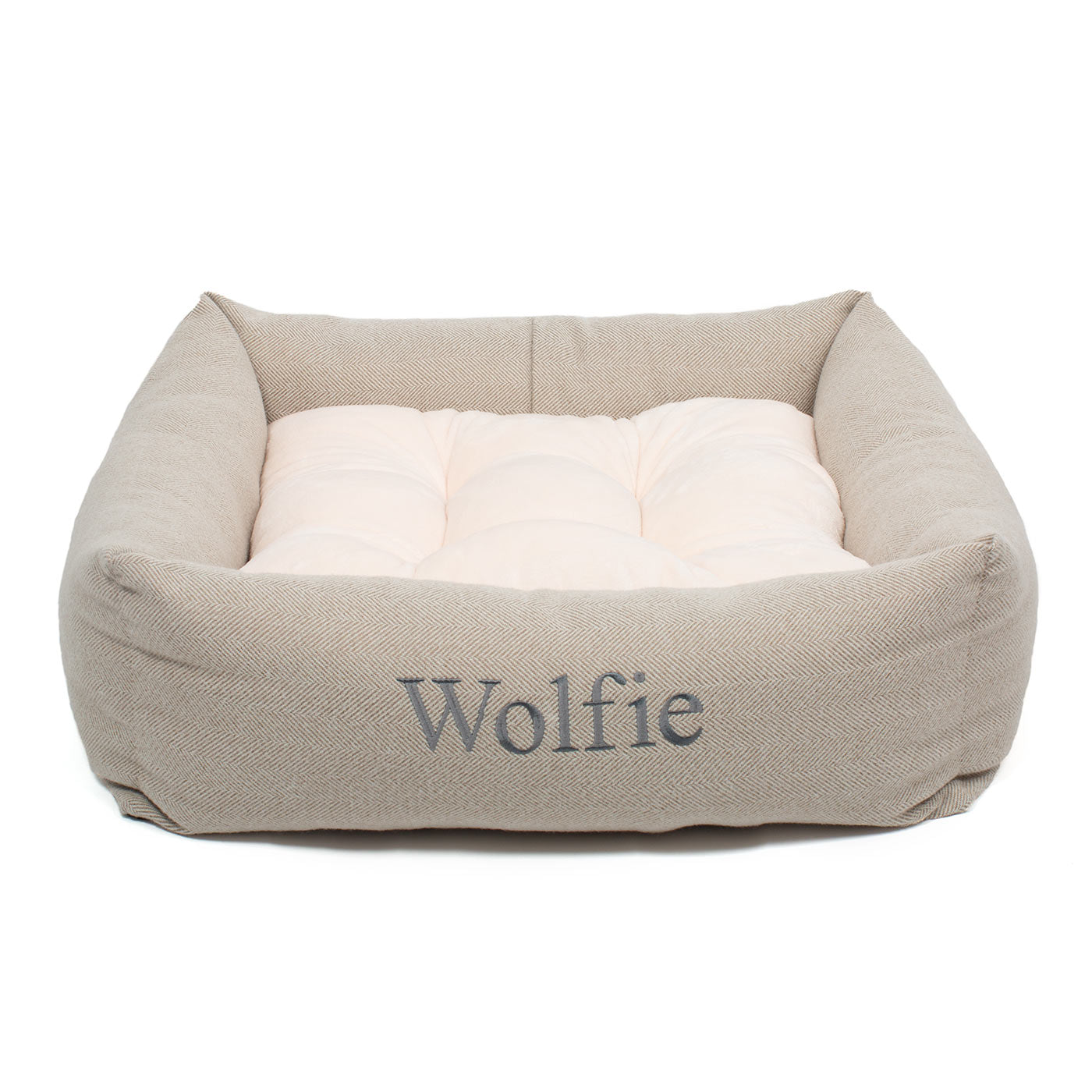 Box Bed For Dogs in Herringbone Tweed by Lords & Labradors
