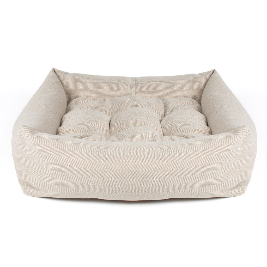 Box Bed For Dogs in Herringbone Tweed by Lords & Labradors