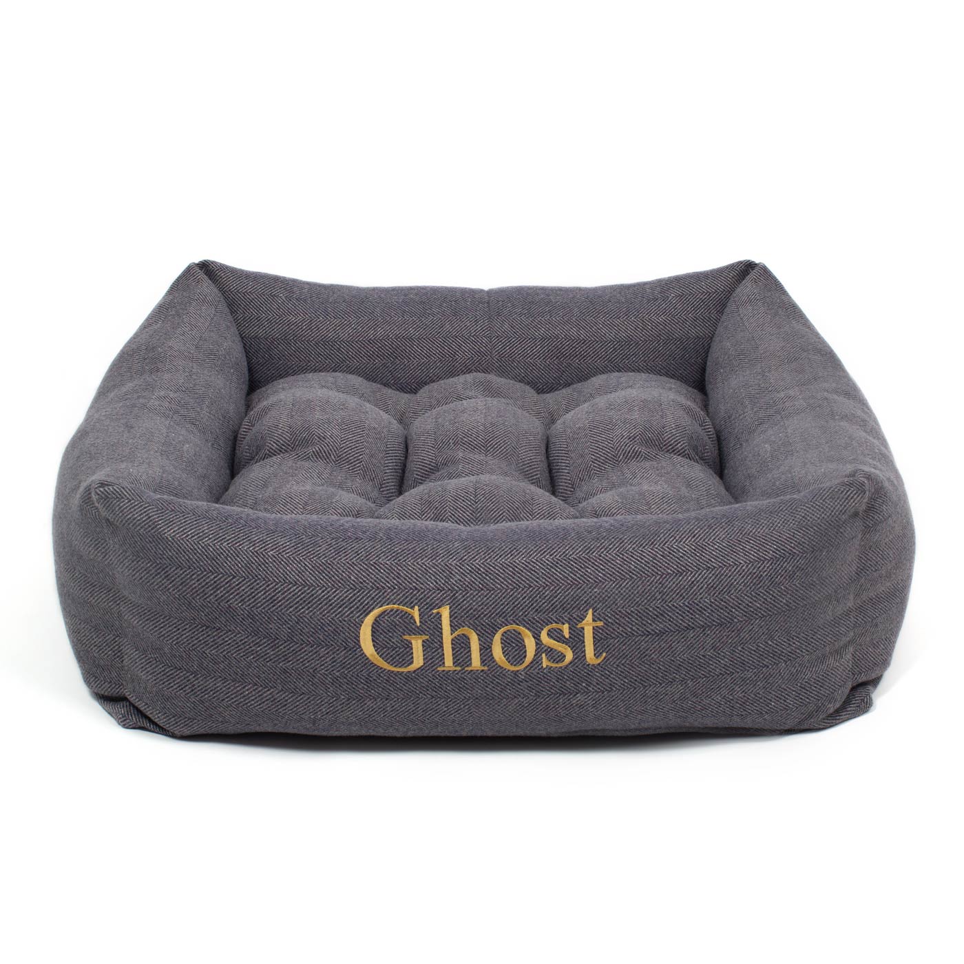 Box Bed For Dogs in Herringbone Tweed by Lords & Labradors
